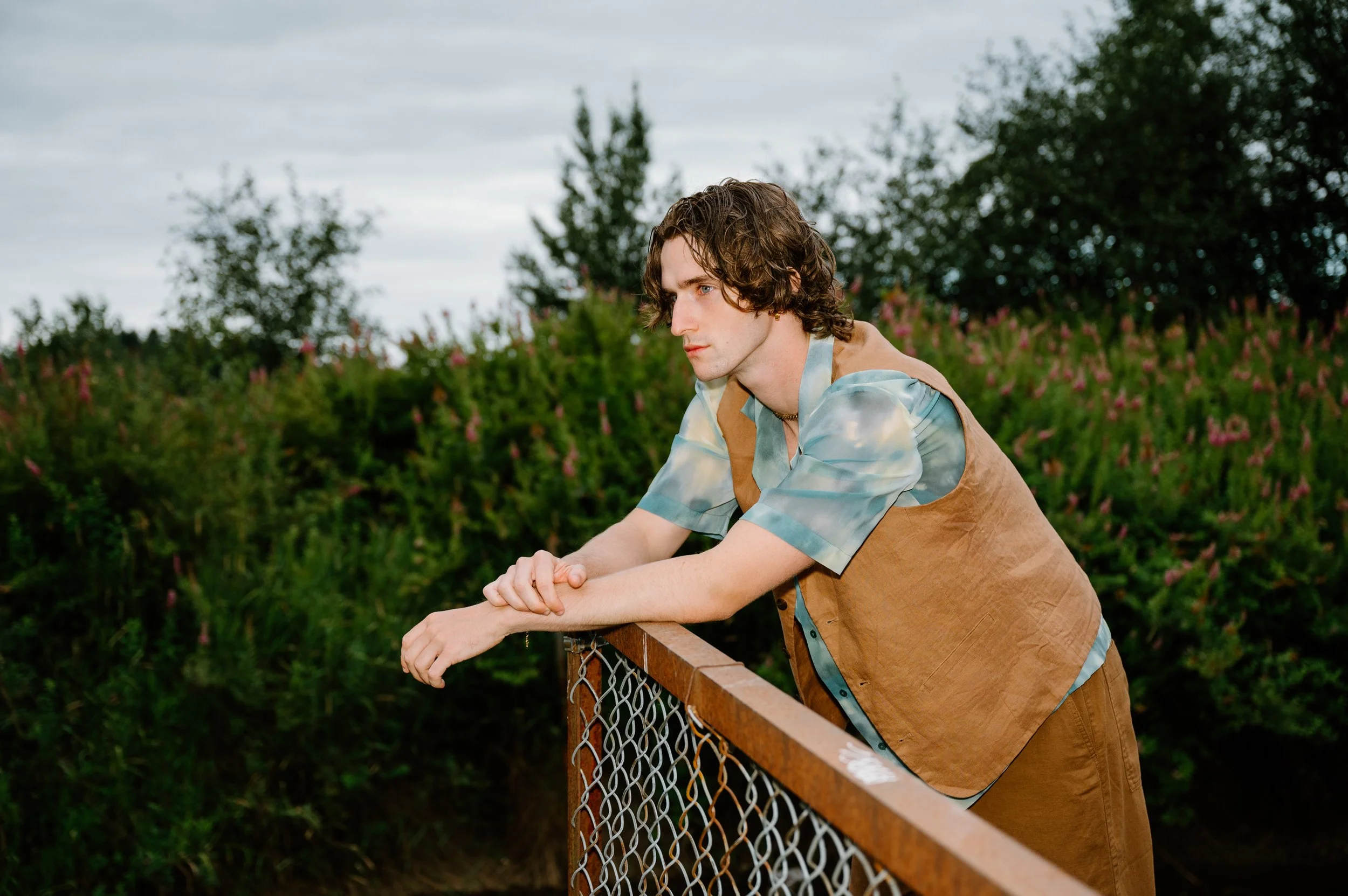 Editorial portrait of model Callum Campbell in natural light at Pitt Meadows, BC