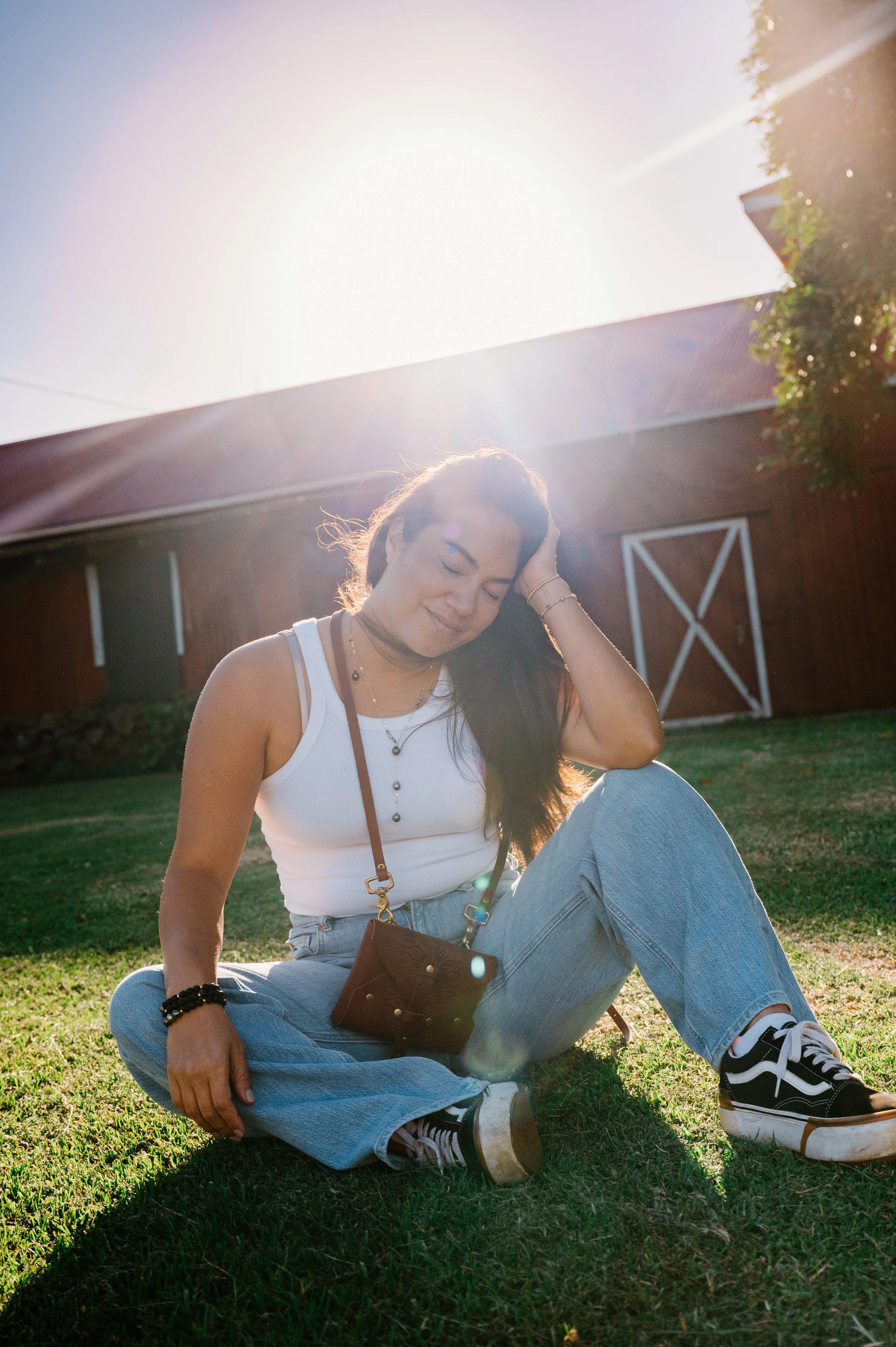 Environmental portrait of Taira Barron Cran with the landscape of Waimea, Hawai'i
