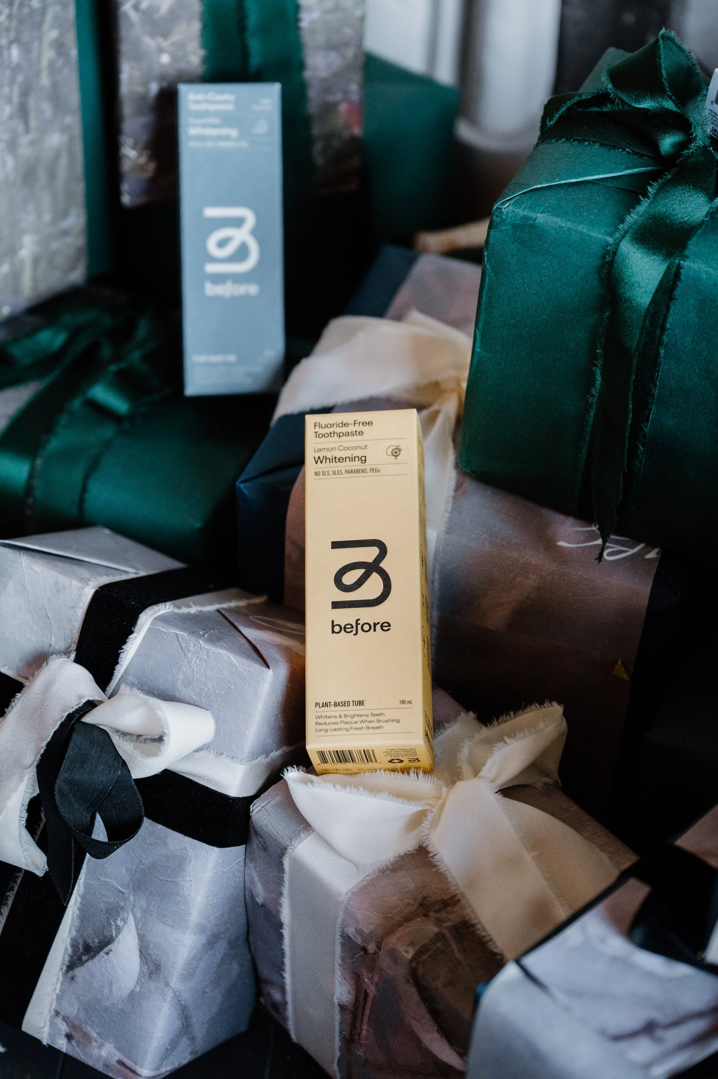 Before toothpaste as gifts with holiday presents