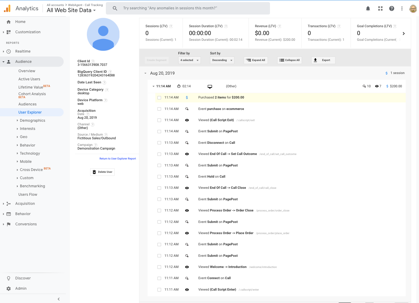 User Explorer - Call