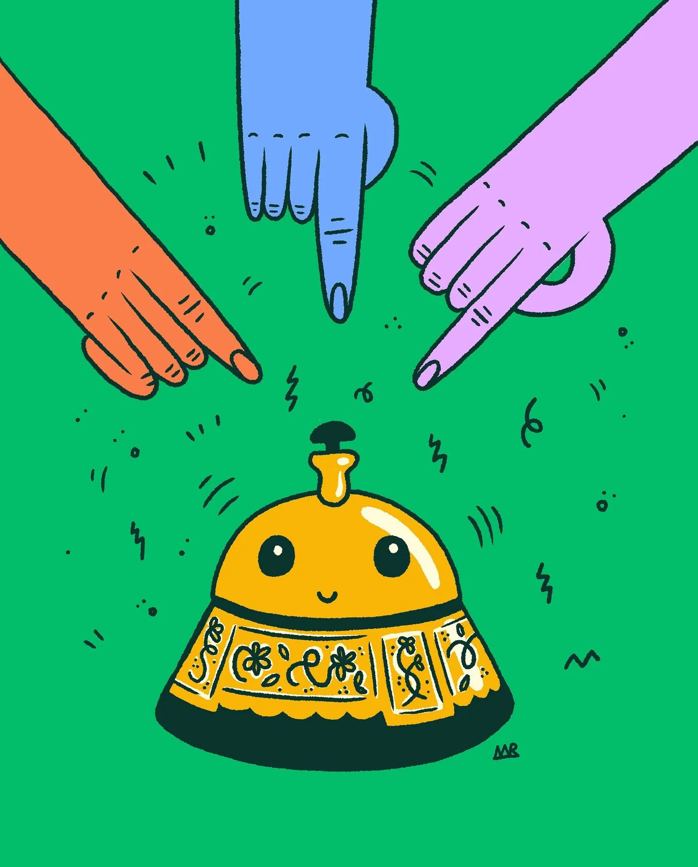 RING. This drawing is based on a special little bell that came from my parents&rsquo; house and was a constant accessory while I was growing up. It is an old secretary bell, and I think it may have been my grandparents&rsquo; or great grandparents&rs
