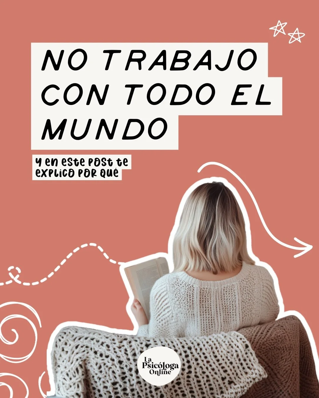 No trabajo con todo el mundo y eso est&aacute; bien as&iacute;.⁠
⁠
Hay terapeutas que dicen que s&iacute; a cualquier persona que llega. Yo no soy una de ellas. No porque sea selectiva en plan &laquo;elitista&raquo;. Sino porque s&eacute; cada vez me