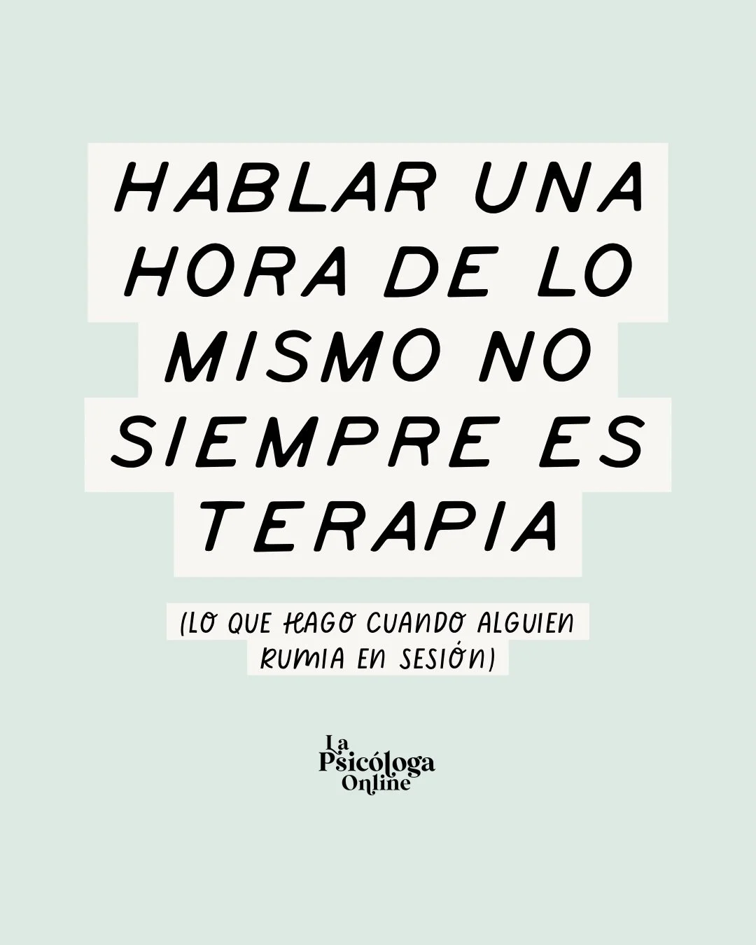 Hay una cosa bastante perversa en cierta idea de terapia que se ha puesto de moda: confundir darle vueltas a algo con estar trabaj&aacute;ndolo.⁠
⁠
Como si repetir la misma historia veinte veces, desde todos los &aacute;ngulos posibles, fuera profund