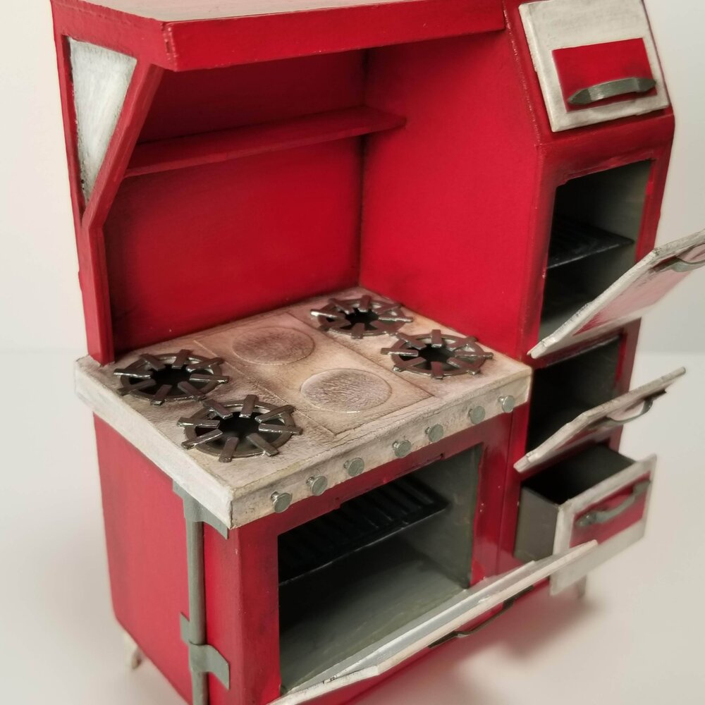 Scale 1/12. Bathroom Cardboard model kit Kitchen stove