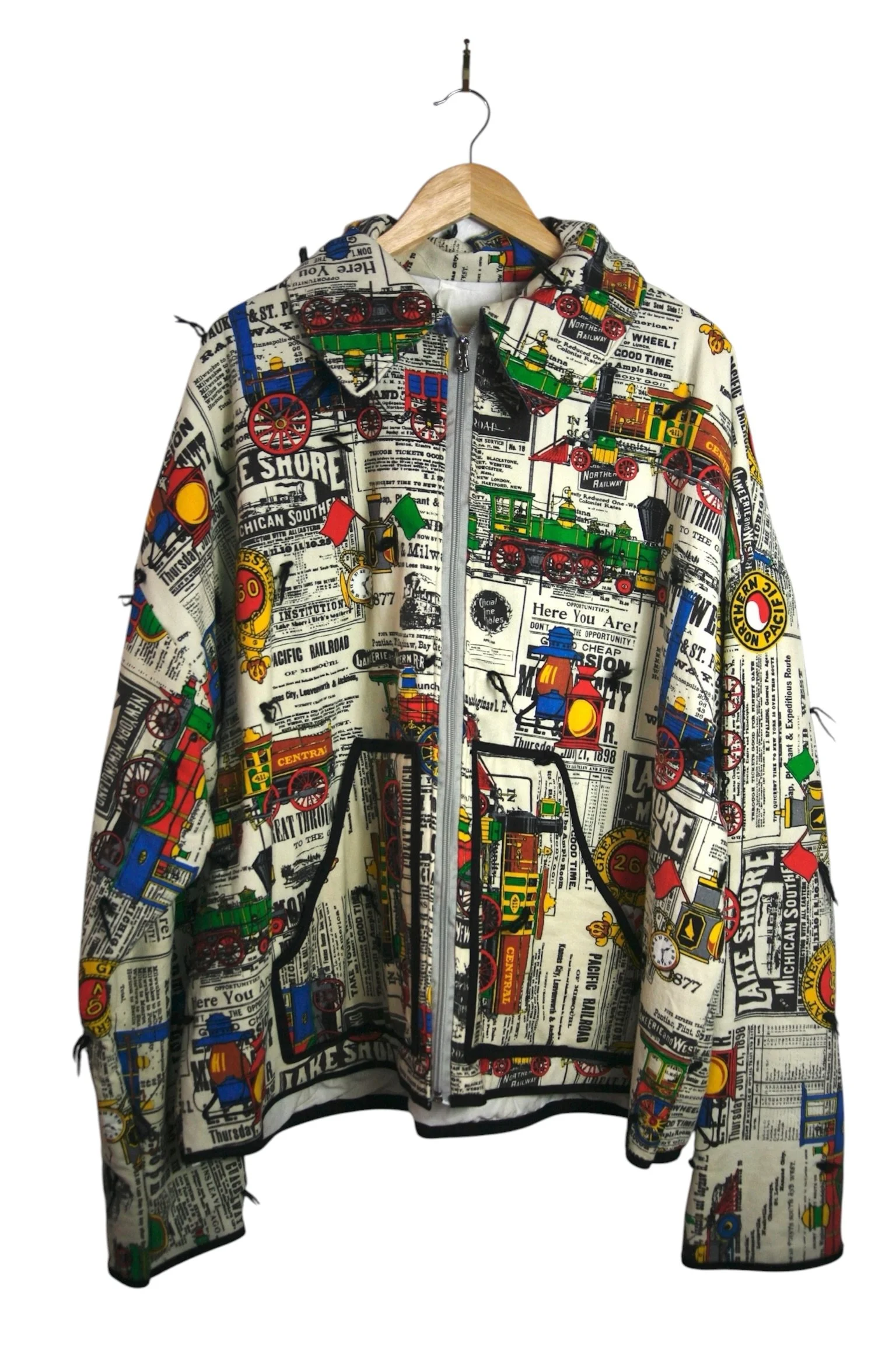 #75 - Railroad Print Quilt Trucker Coat