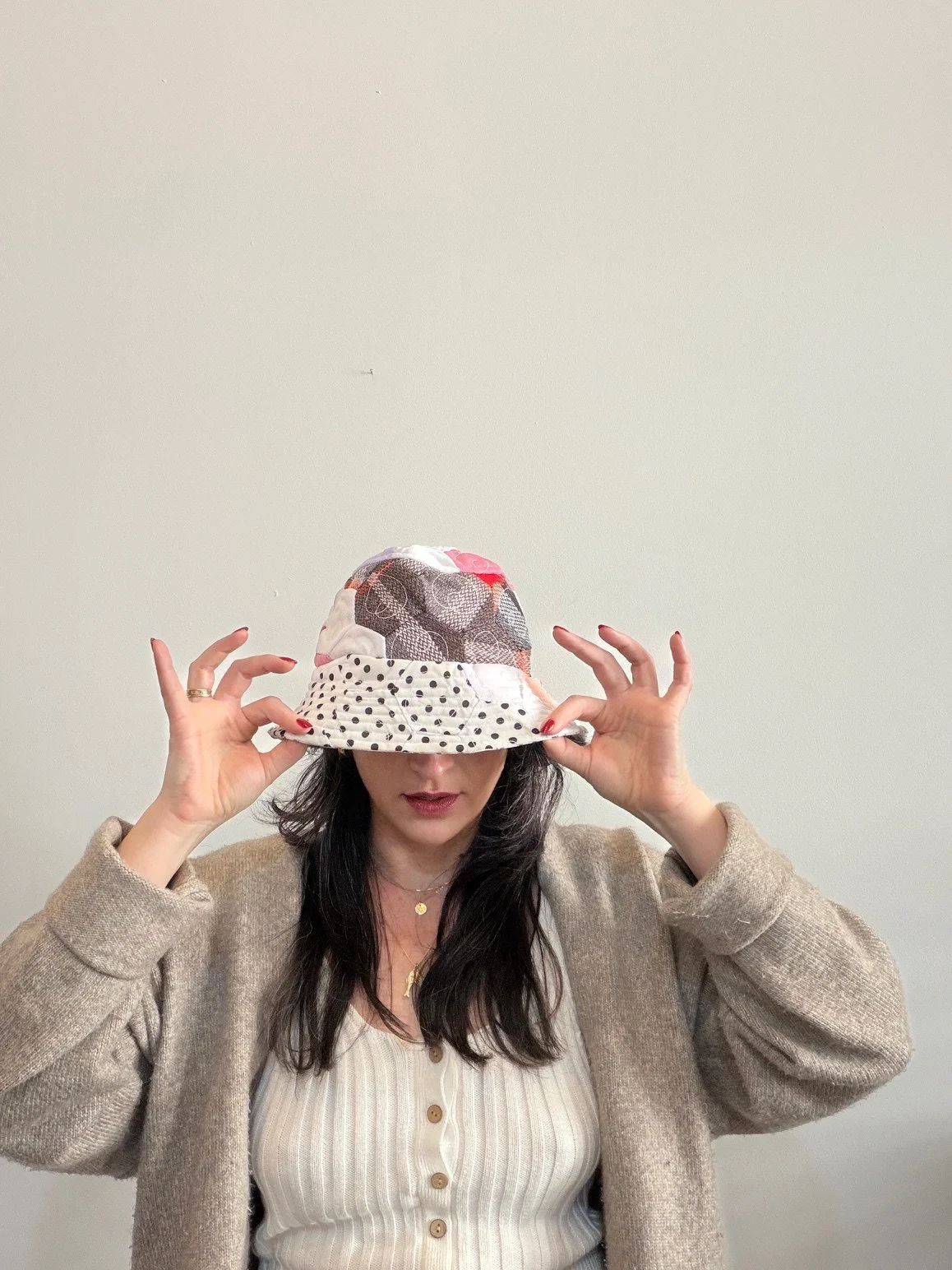 Polka Dot Hexagon Quilted Bucket Hat