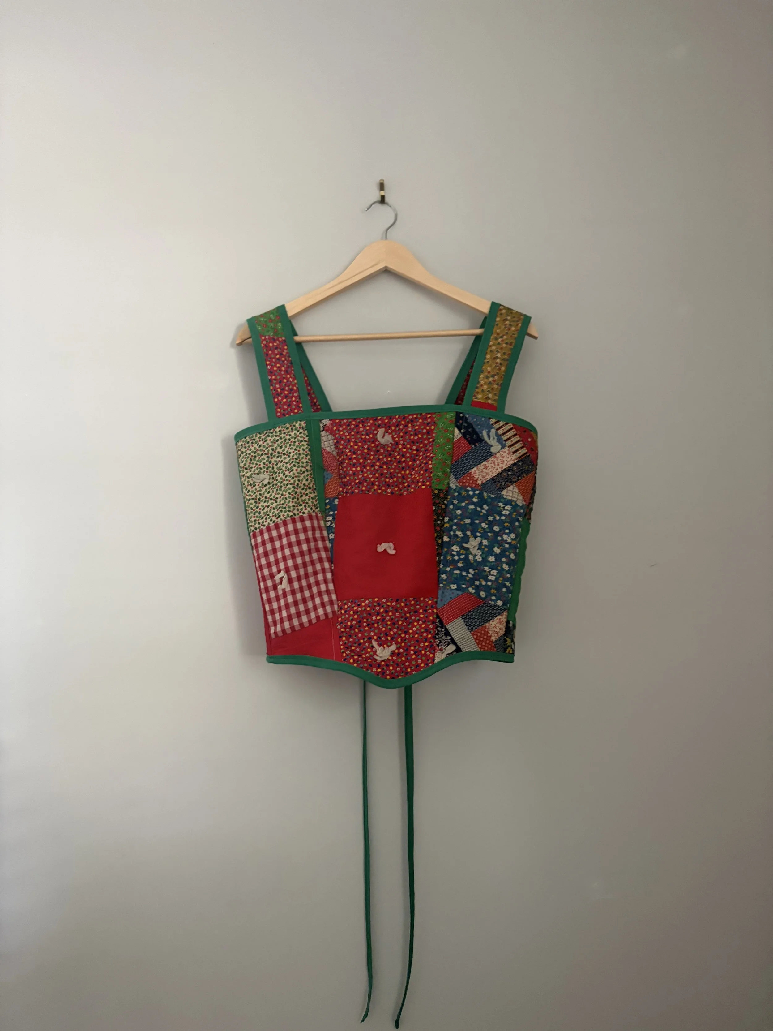 Quilted Corset - Red Floral Quilt