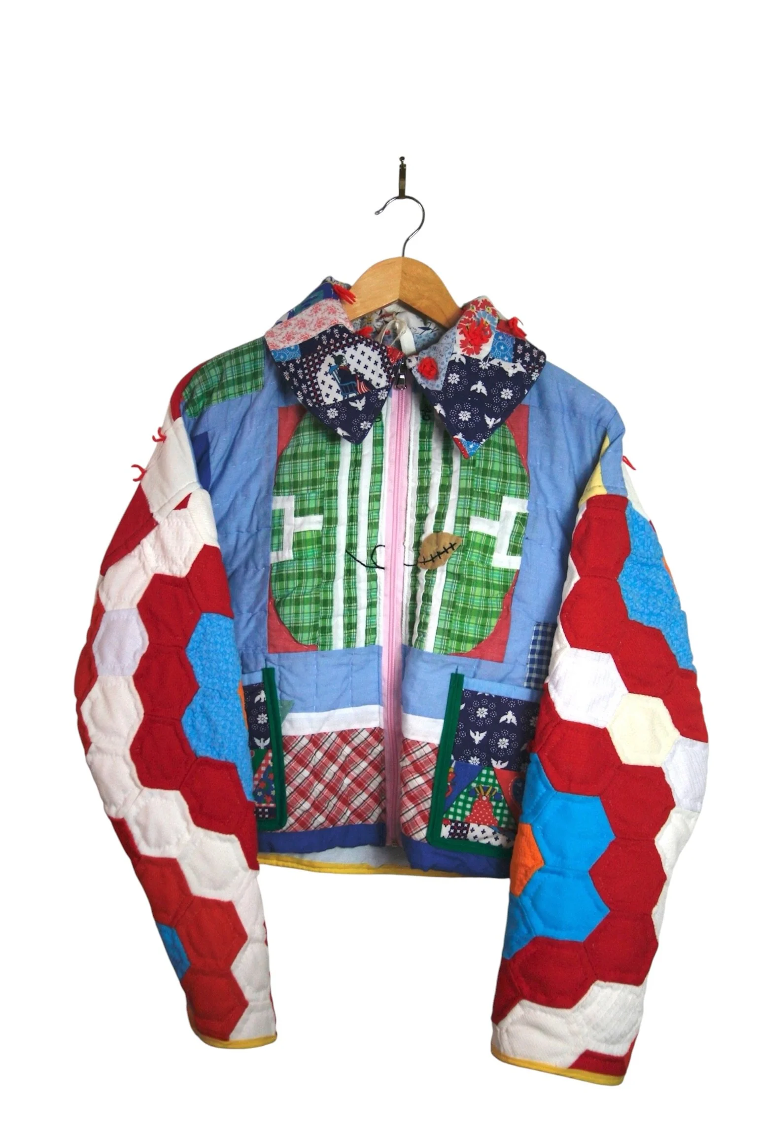 #113 - Mixed Patchwork Quilt Trucker Coat