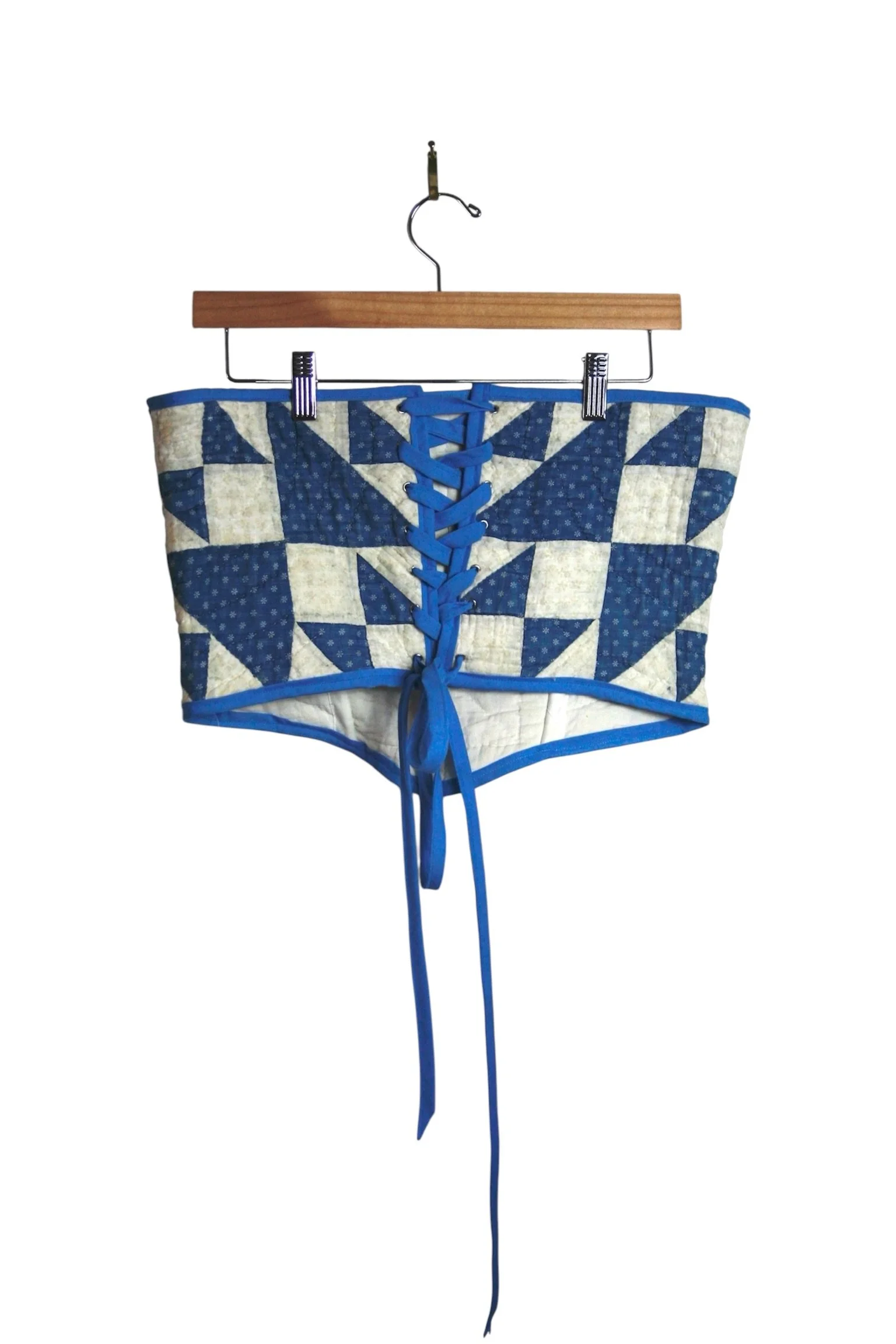 Quilted Corset - White and Denim Quilt