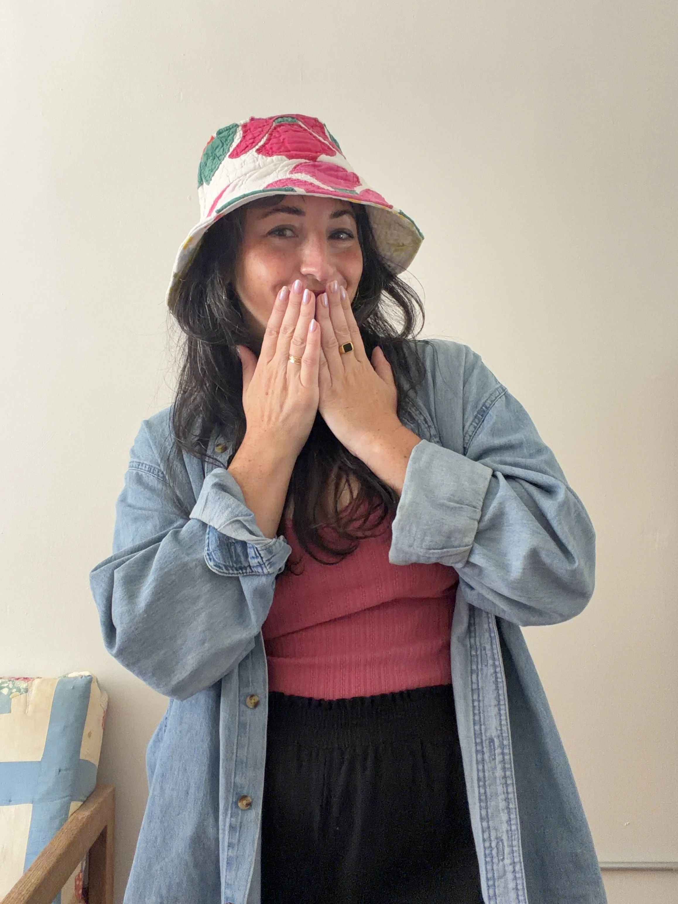 Pink Floral Quilted Bucket Hat