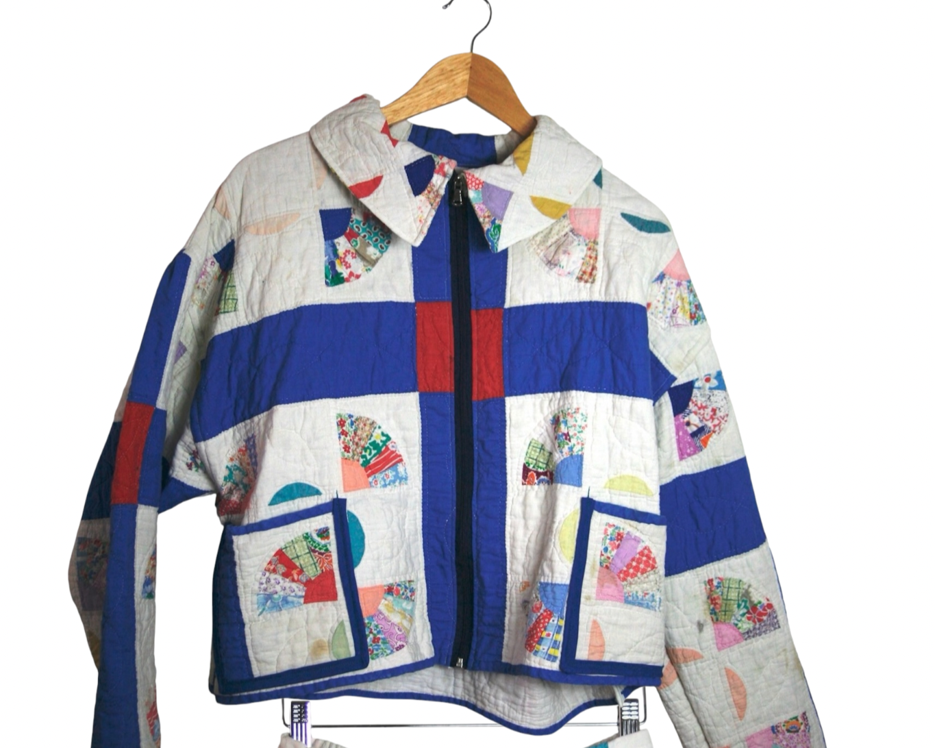 Blue, White & Red Quilt Trucker Coat