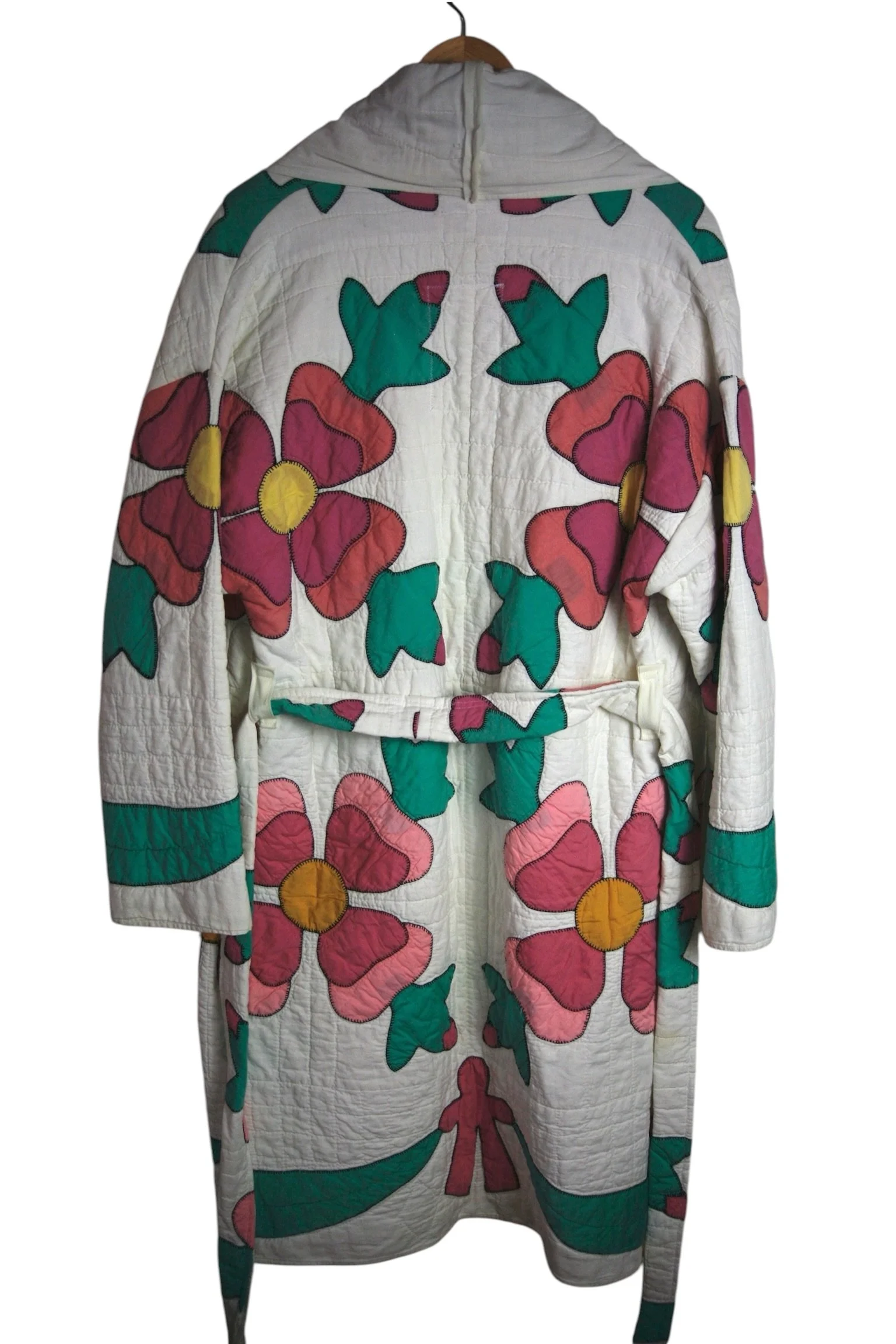 #57 - White, Green, and Pink Floral Quilt Robe Coat