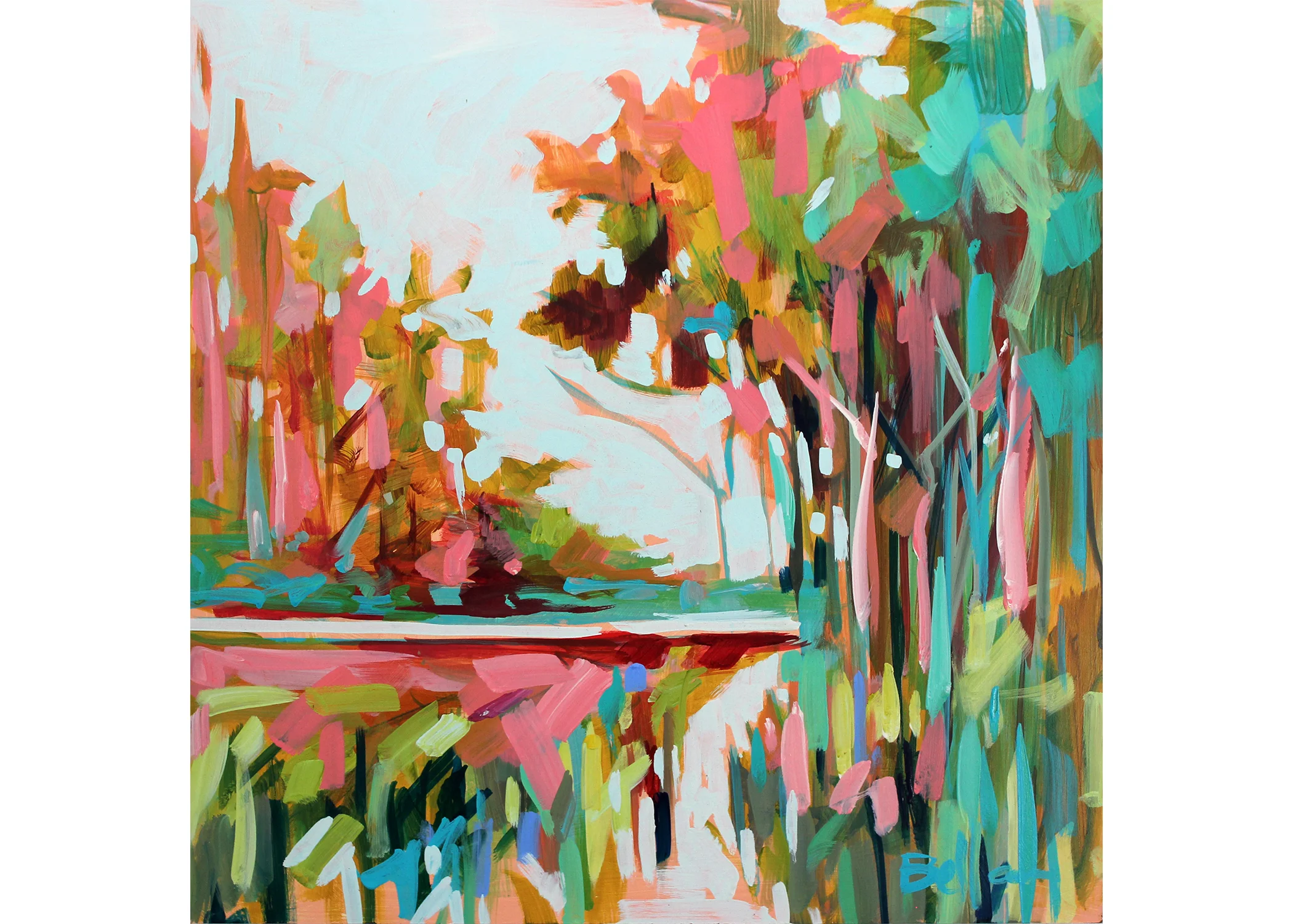 Pink Marsh 24x24 Oil on Wood