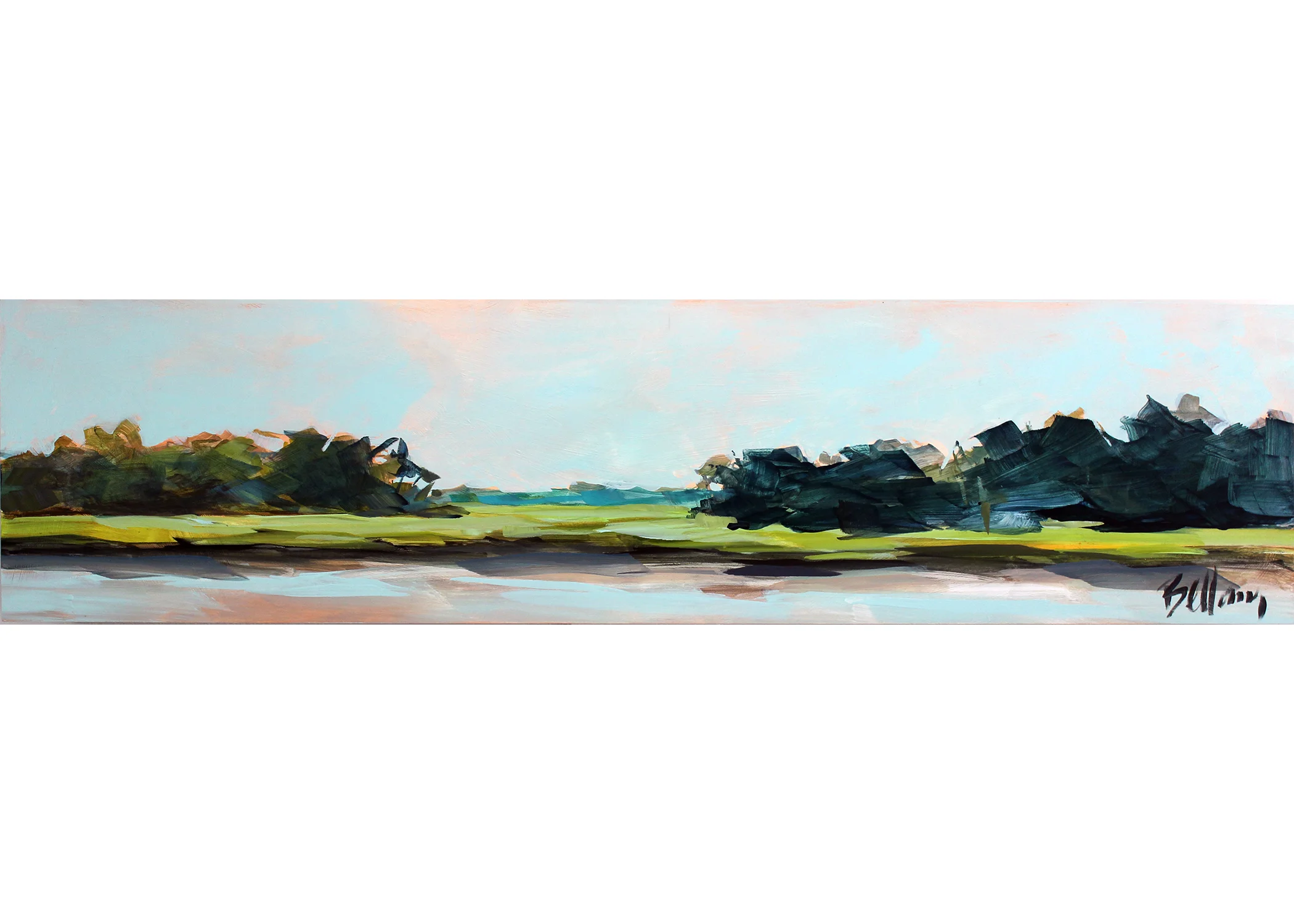 Marsh 12x48 Oil on Wood