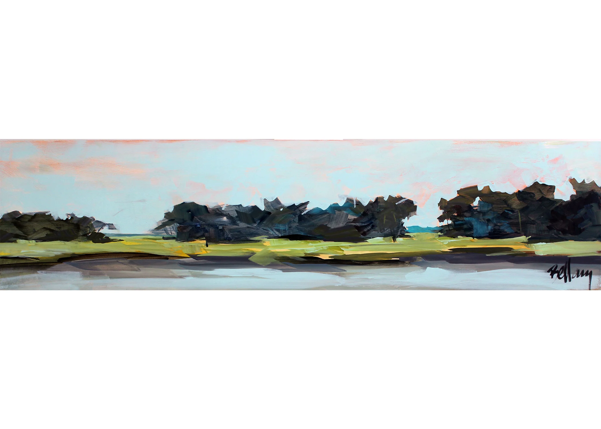 Marsh 12x48 Oil on Wood