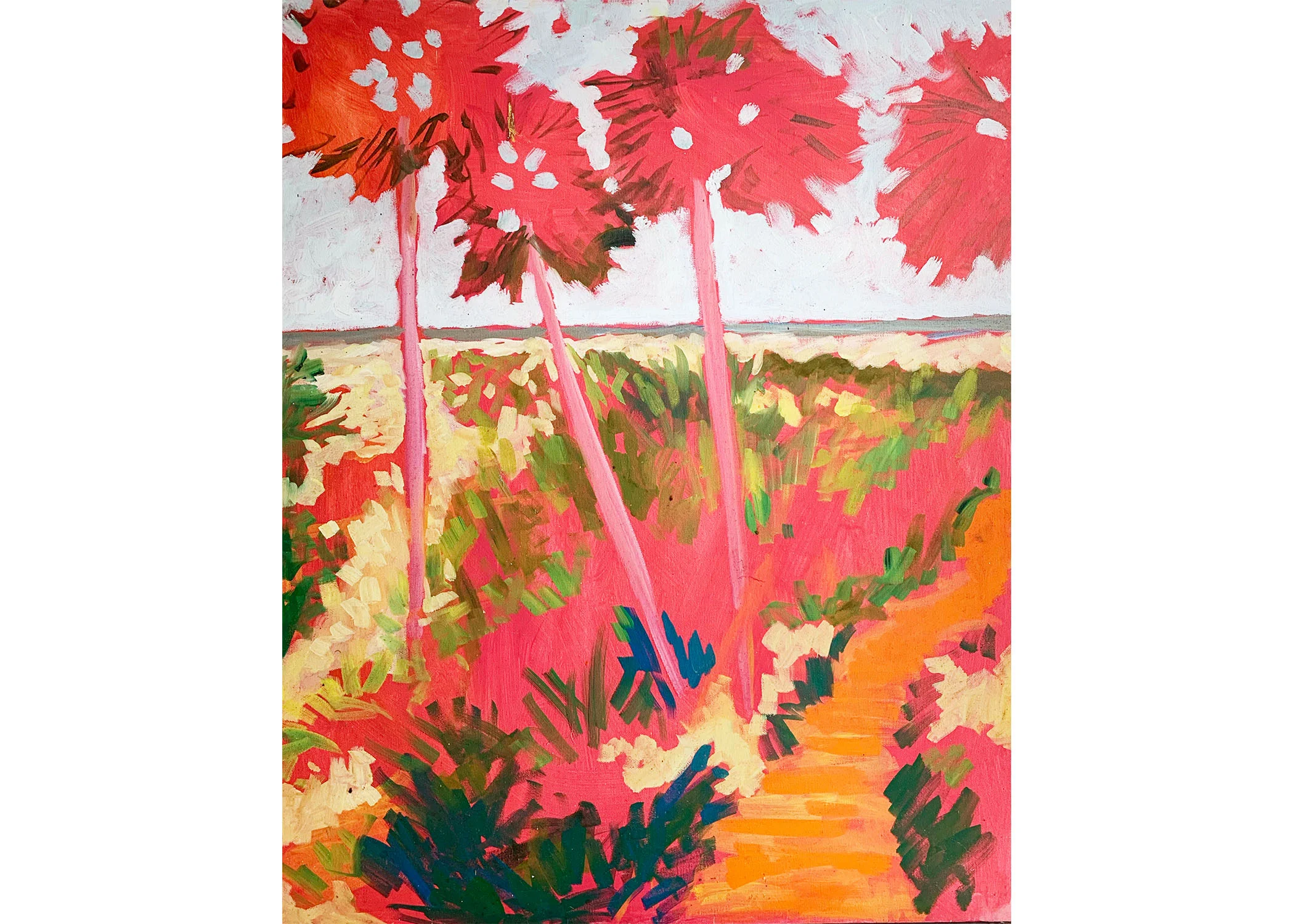 Pink Palms 18x24 Acrylic on Canvas