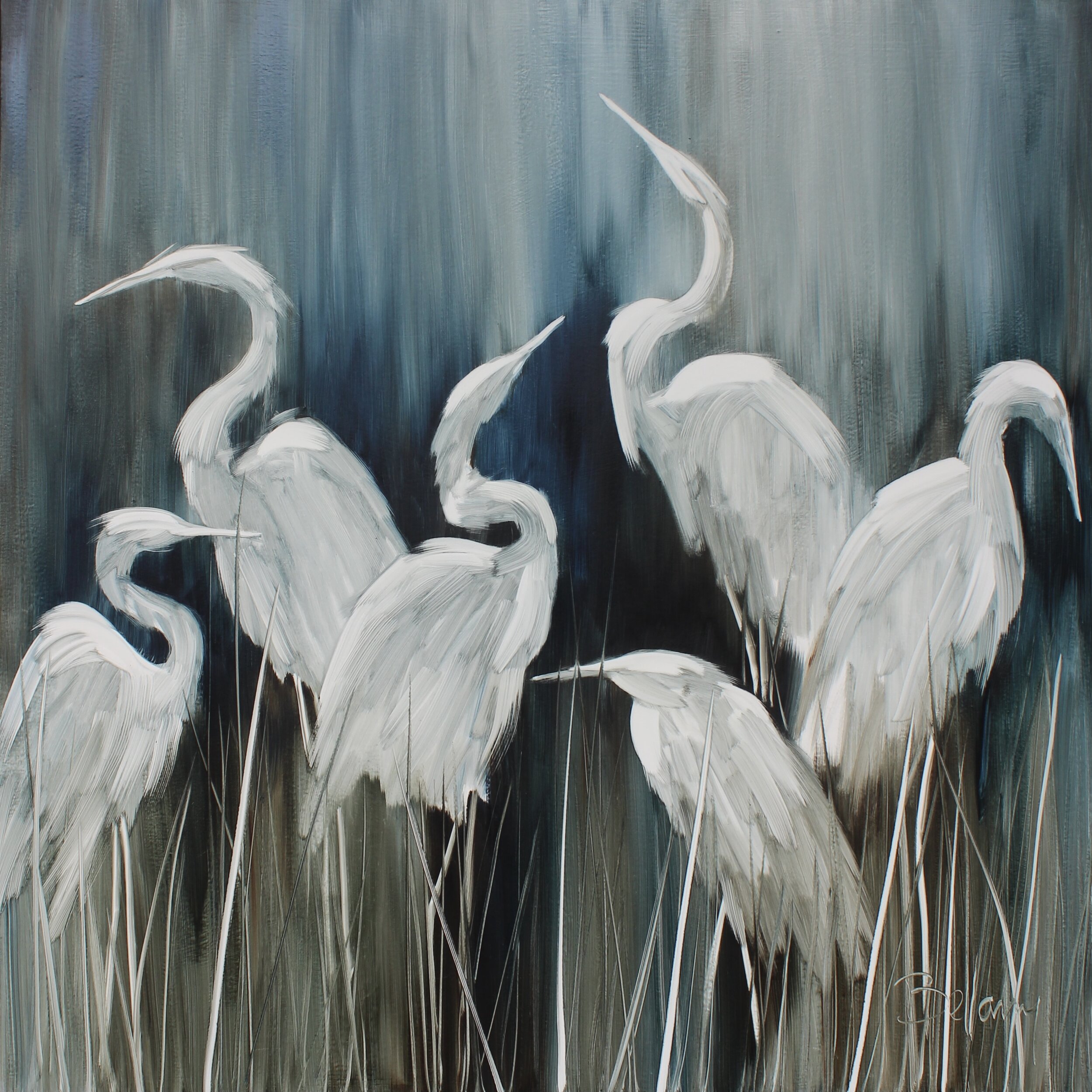 Herons 48x48 Oil on Canvas