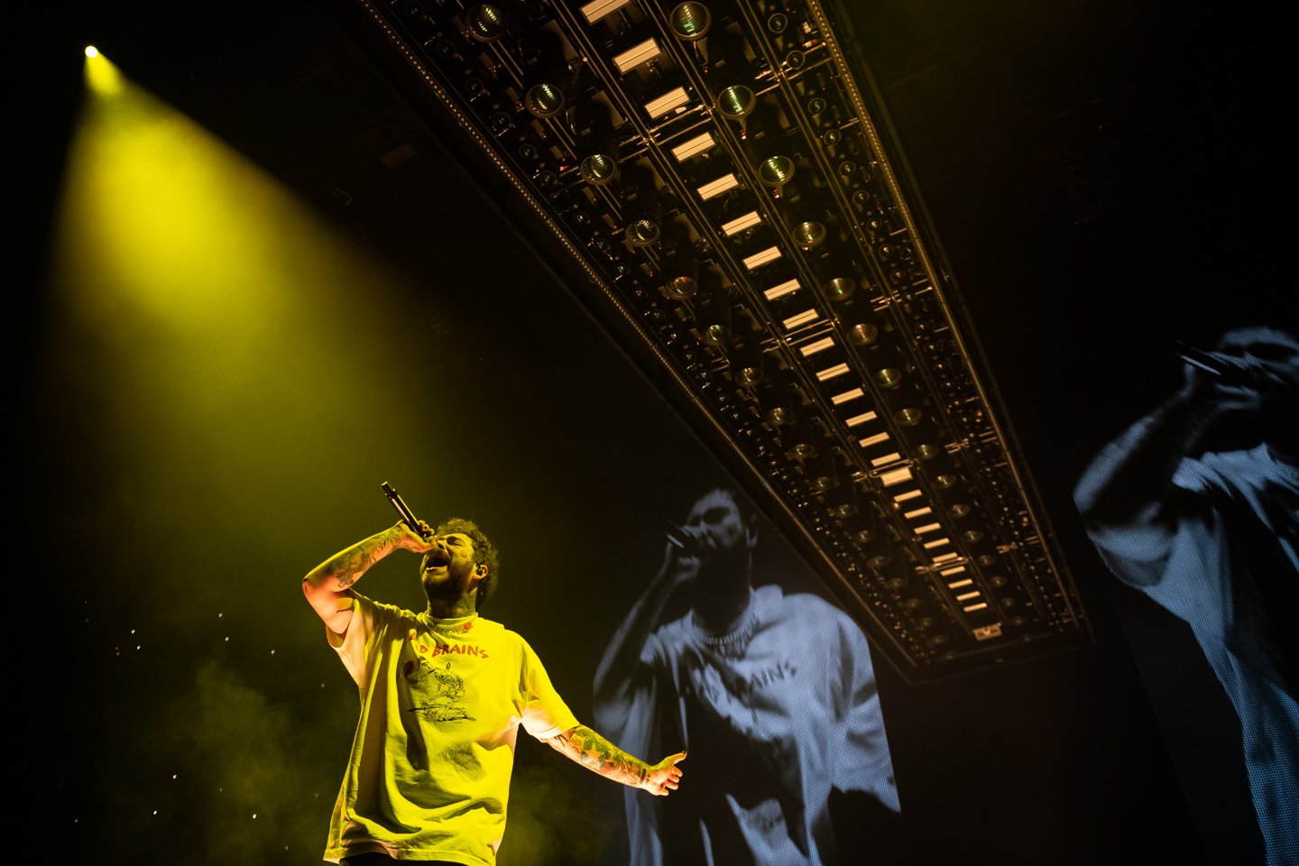  Post Malone performs at the Capital One Arena, during The Runaway Tour, in Washington, D.C., on February 27, 2020. (Graeme Sloan/Sipa USA) 