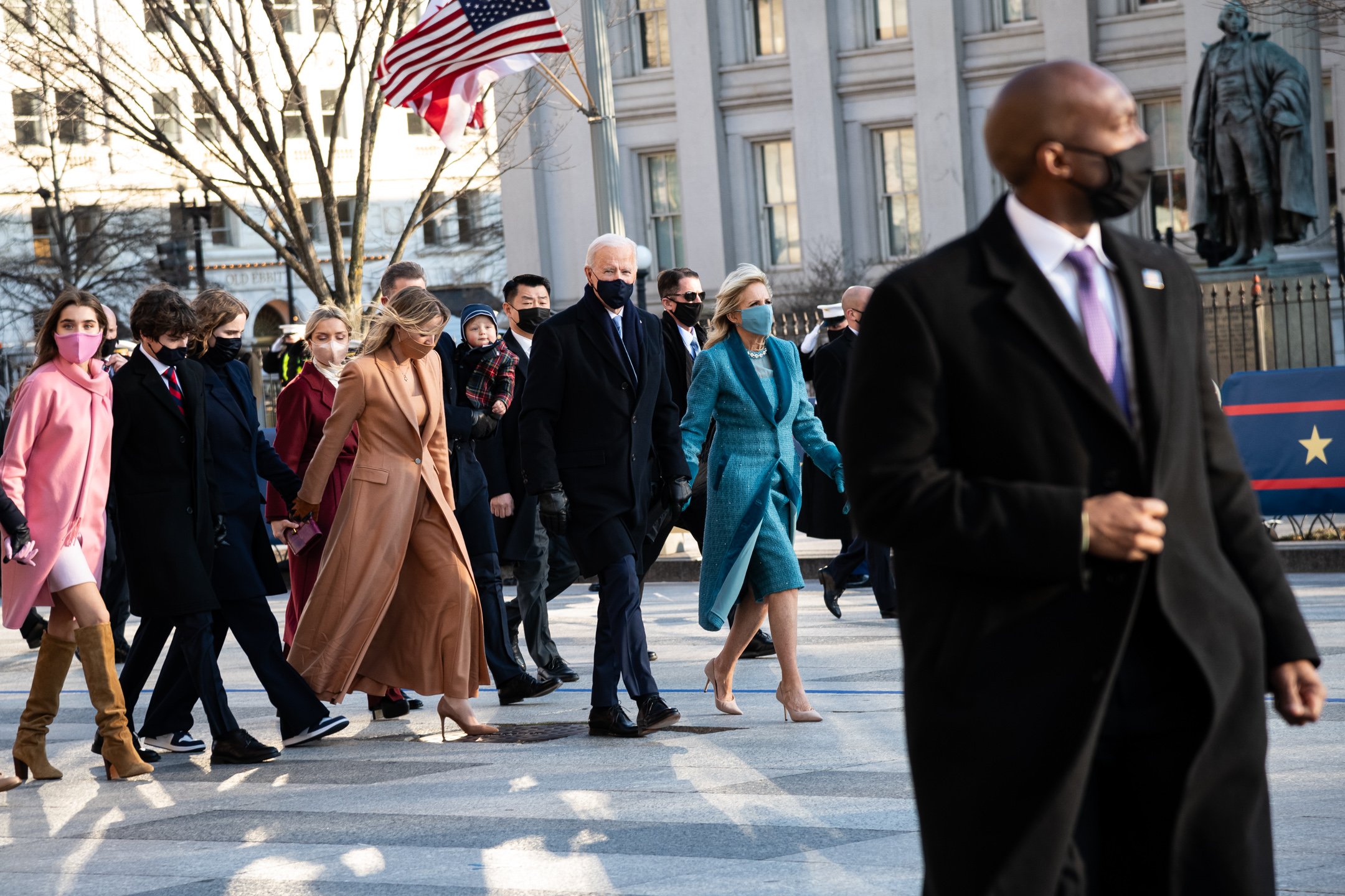  President Joe Biden arrives at the White House with members of his family for the first time while in office, on Inauguration Day, in Washington, D.C., on January 20, 2021. (Graeme Sloan for Sipa USA) 