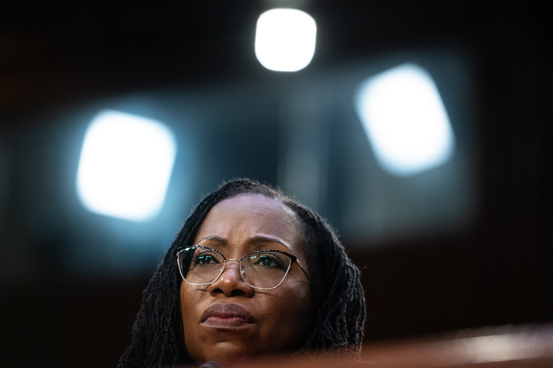  Supreme Court nominee Judge Ketanji Brown Jackson testifies during Senate Judiciary Committee confirmation hearings for her nomination to the Supreme Court, at the U.S. Capitol, in Washington, D.C., on March 22, 2022. (Graeme Sloan for Sipa USA) 