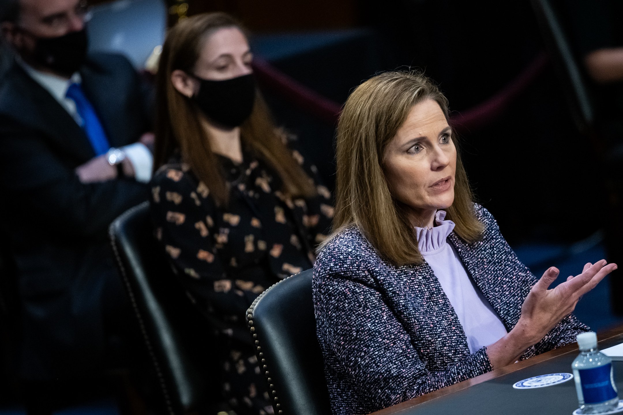  Supreme Court nominee Judge Amy Coney Barrett testifies during Senate Judiciary Committee confirmation hearings for her nomination to the Supreme Court, at the U.S. Capitol, in Washington, D.C., on October 14, 2020. (Graeme Sloan for Sipa USA) 