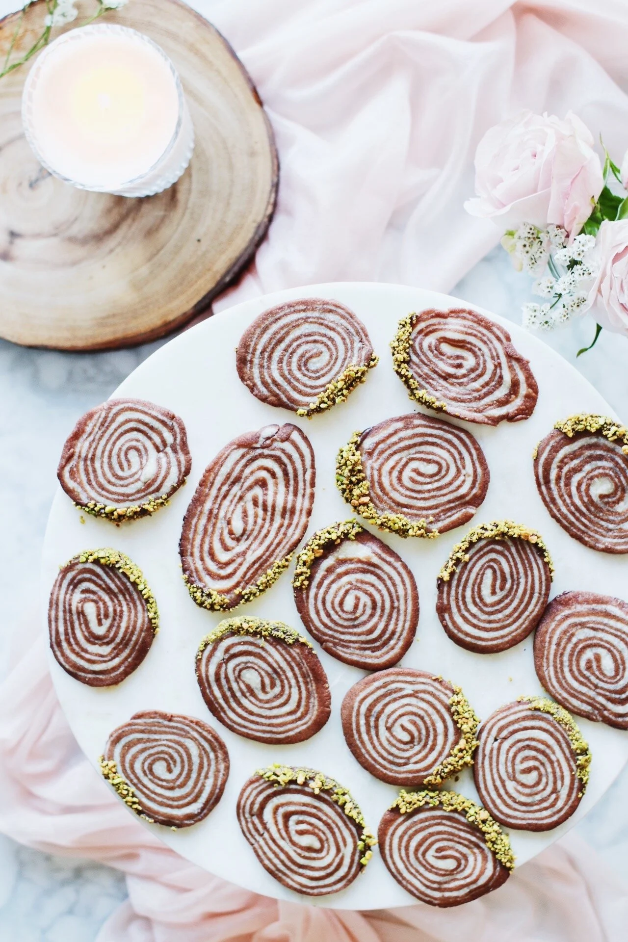 Tree Ring Shortbread Cookies With Pistachio "Moss"