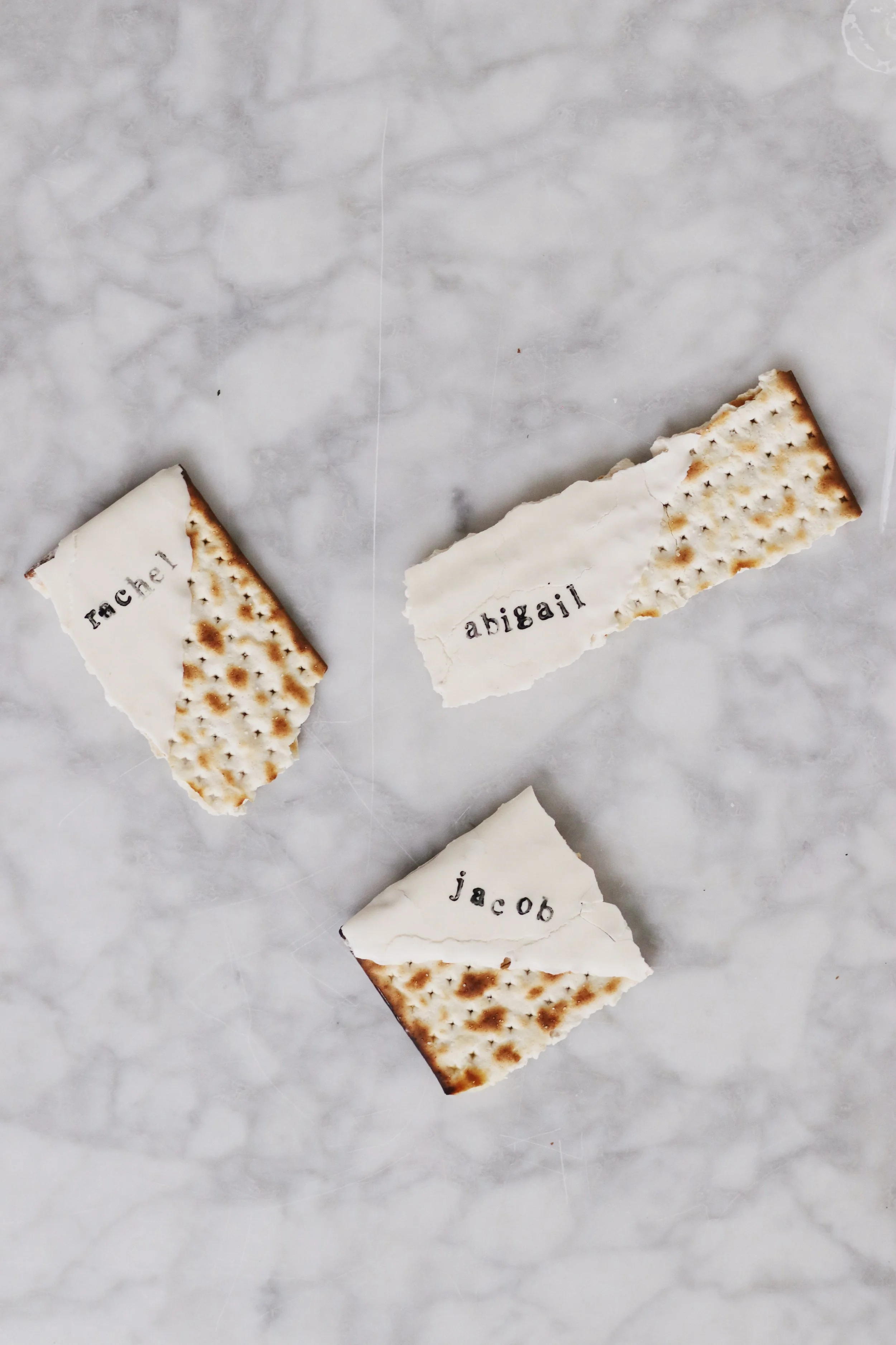 Stamped Matzah Place Cards