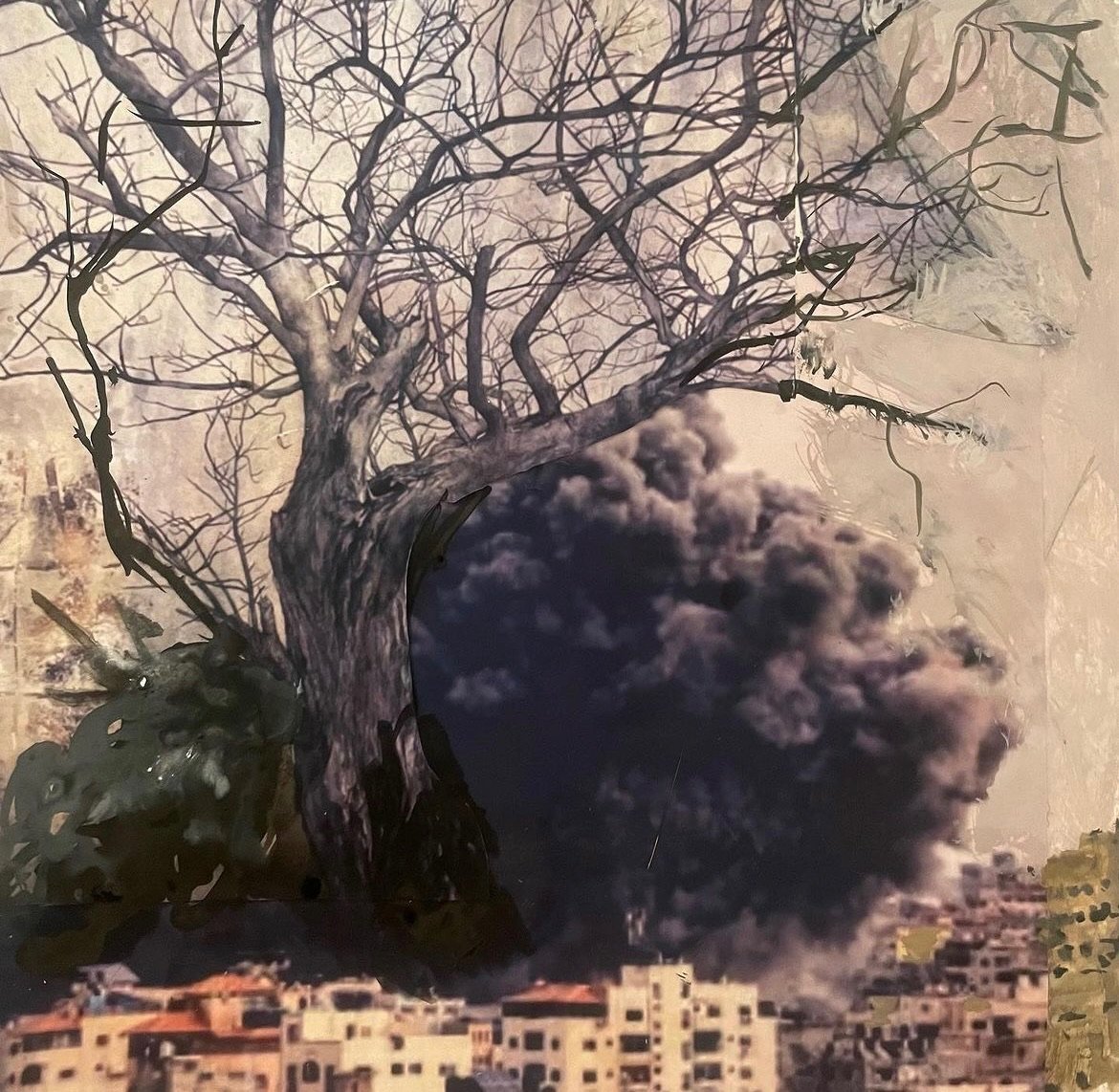 untitled, photo collage and oil paint , 12"x13"