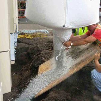 AquaBlok applied to outside of foundation to address excess roof runoff and protect against poor drainage.