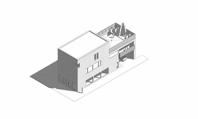Our firm enjoys axonometric drawings. Here is a design for Halifax of a three story multi-residential design with roof top garden and storefronts.