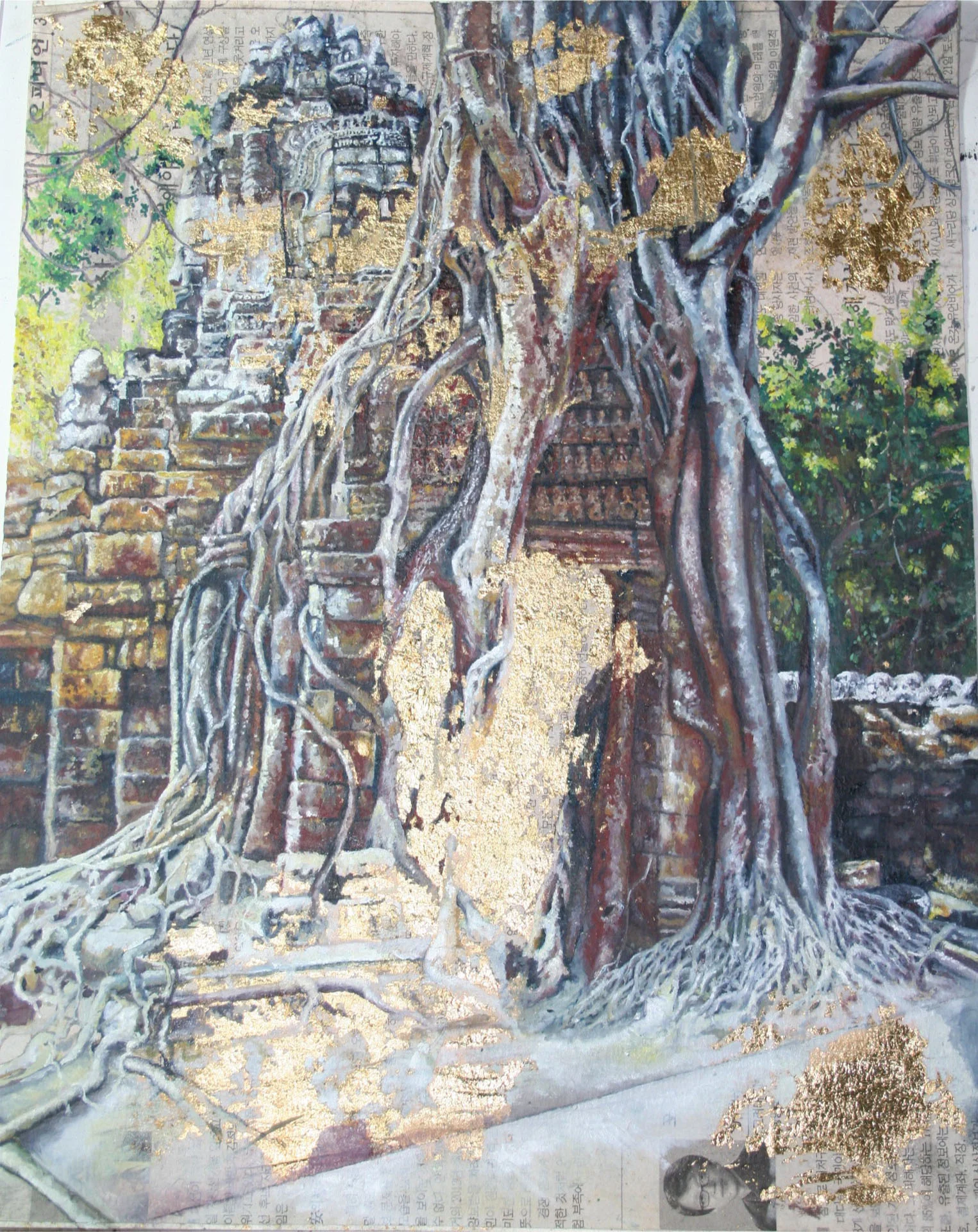 Tourist_TaProhm_14x11_2014_Oil_on_Korean_Newspaper.jpg