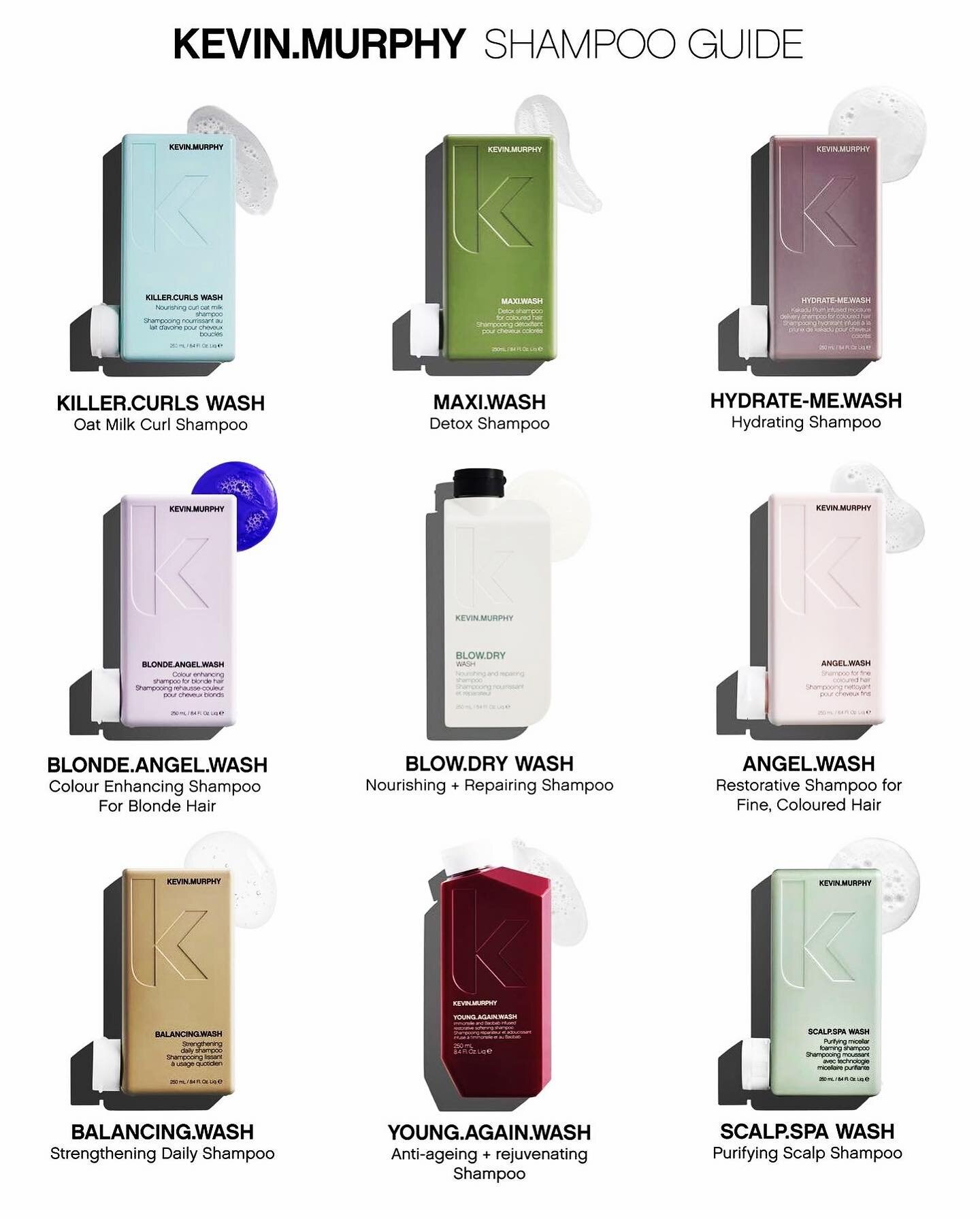 Make wash day feel rich and luxurious using our Shampoo Guide
Featuring NEW KILLER.CURLS WASH

Which WASH is right for you?

DM for ❔

#summerhair #hair #kevinmurphy #kevinmurphyproducts #jax