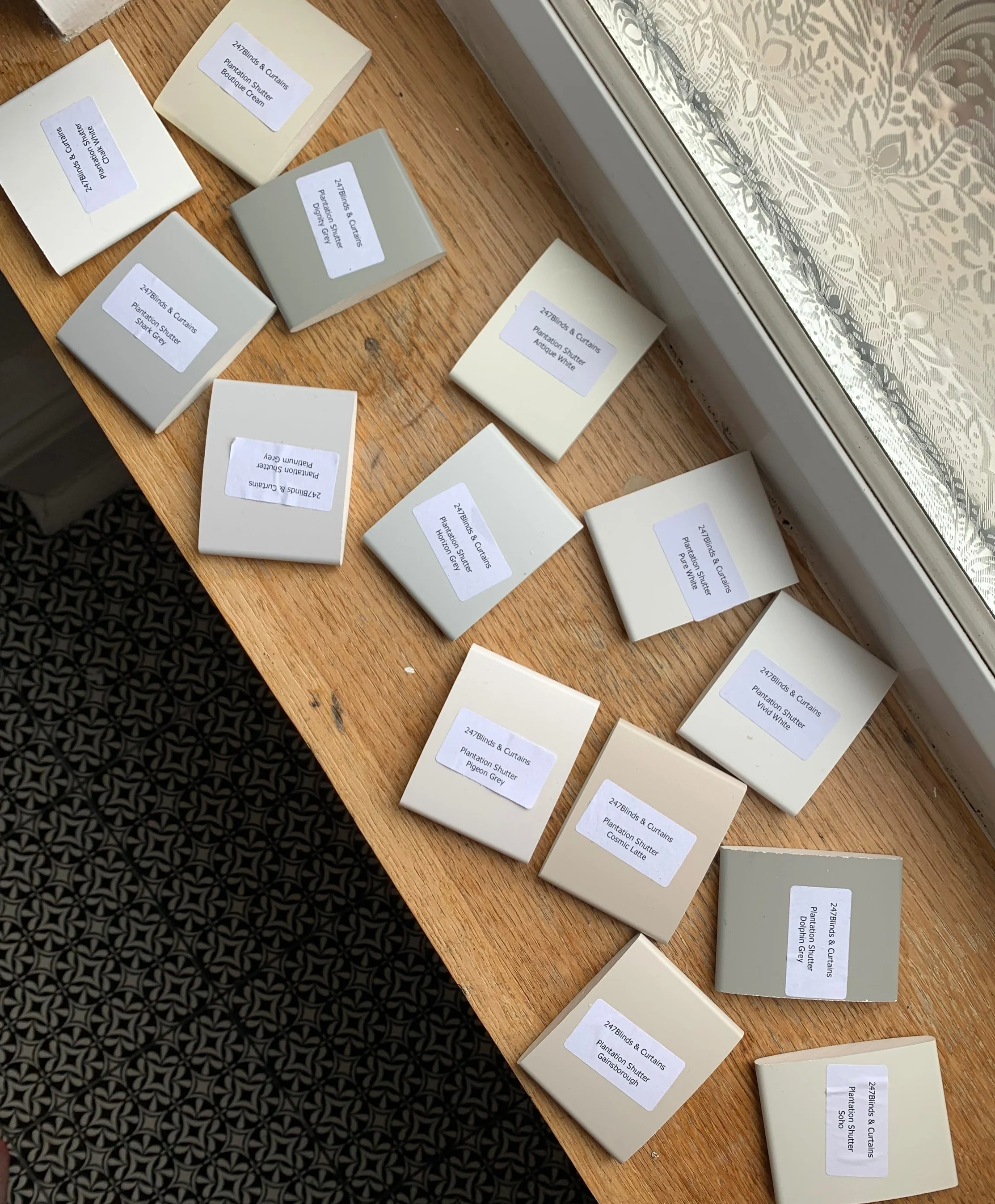 A selection of the colour samples from 247 Blinds