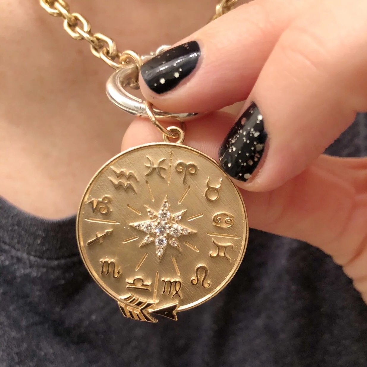 Zodiac Wheel Astrology Pendant Charm 