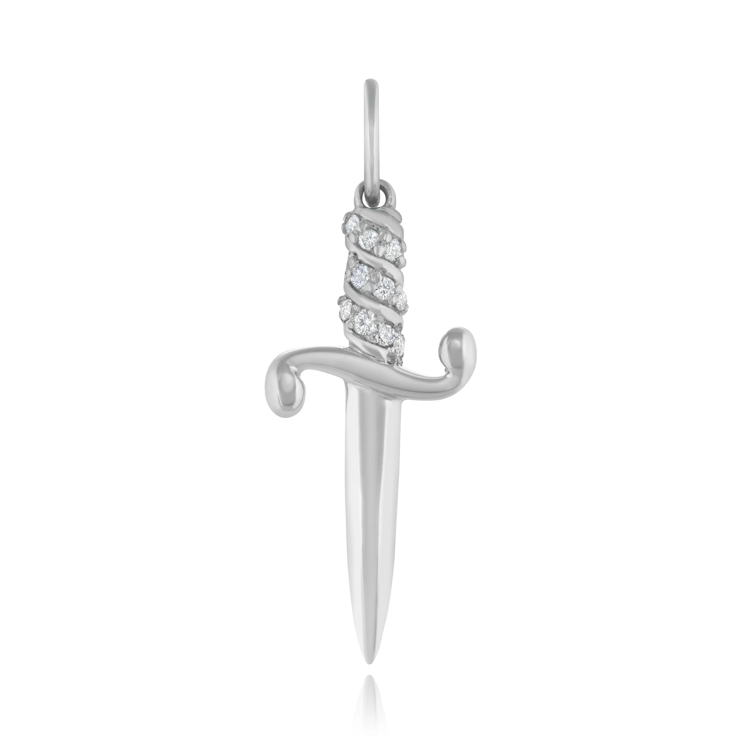 Dagger Pendant Charm in Silver and Diamond — Maura Green