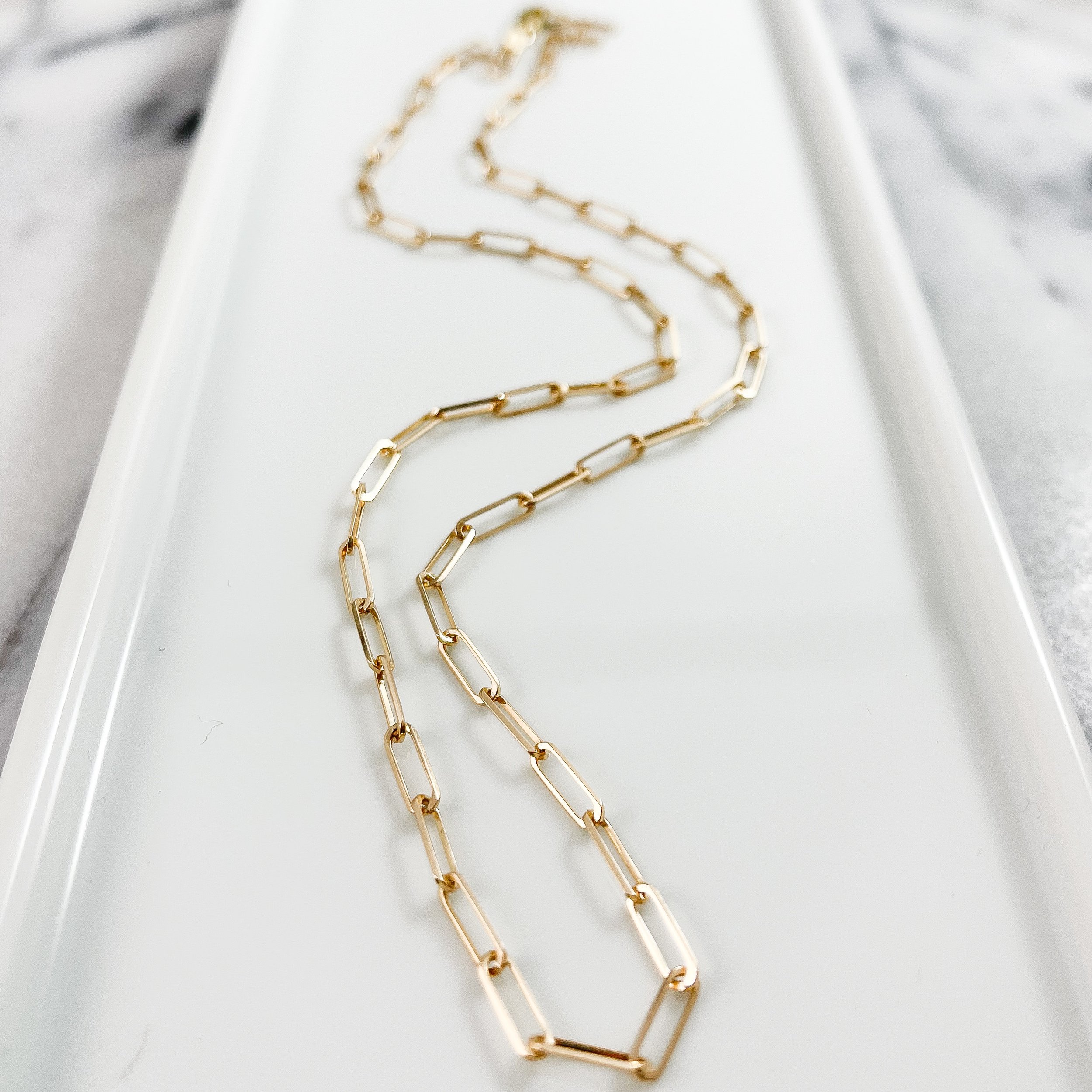 Gold Filled Paperclip Chain with Open End Loops — Maura Green
