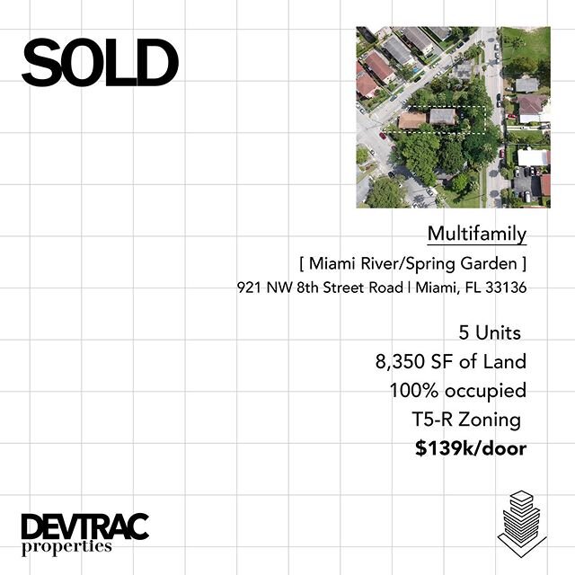 Devtrac Properties JUST SOLD this value-add multifamily within direct proximity to the Miami River and Spring Garden. T5-R Zoning allows for re-development scenarios with as many as 12 units (as-of-right). Proforma cap rate between 6-8%. ∙
∙
∙
Addres