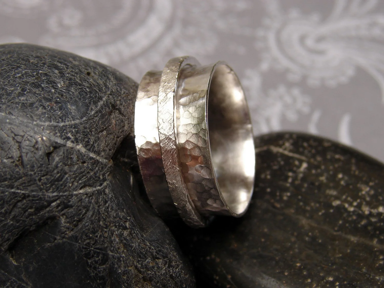 Sterling Silver Wide Band Spinner RIng