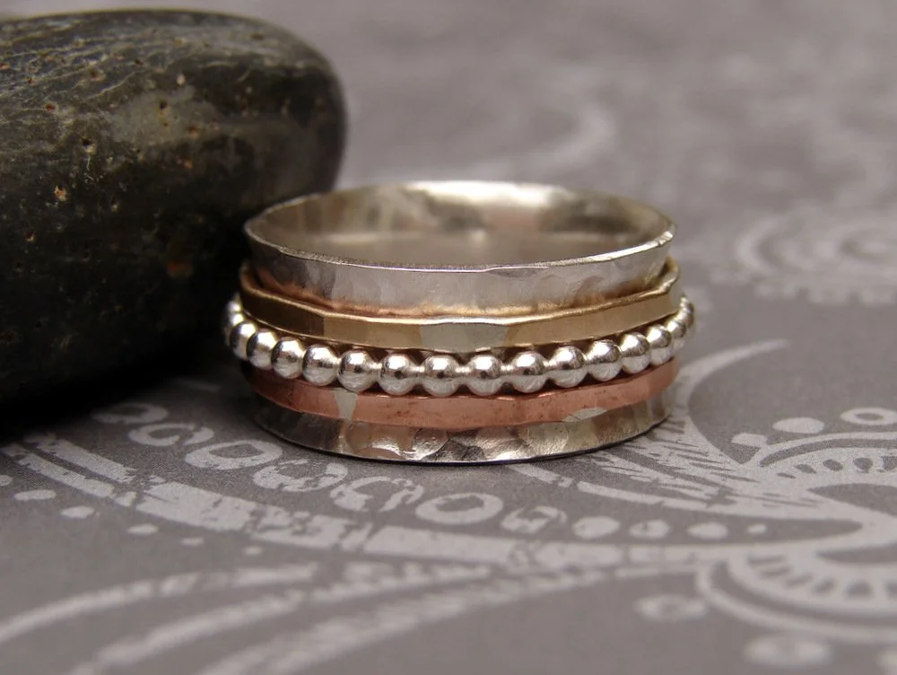Mixed Metal Triple Spinner RIng