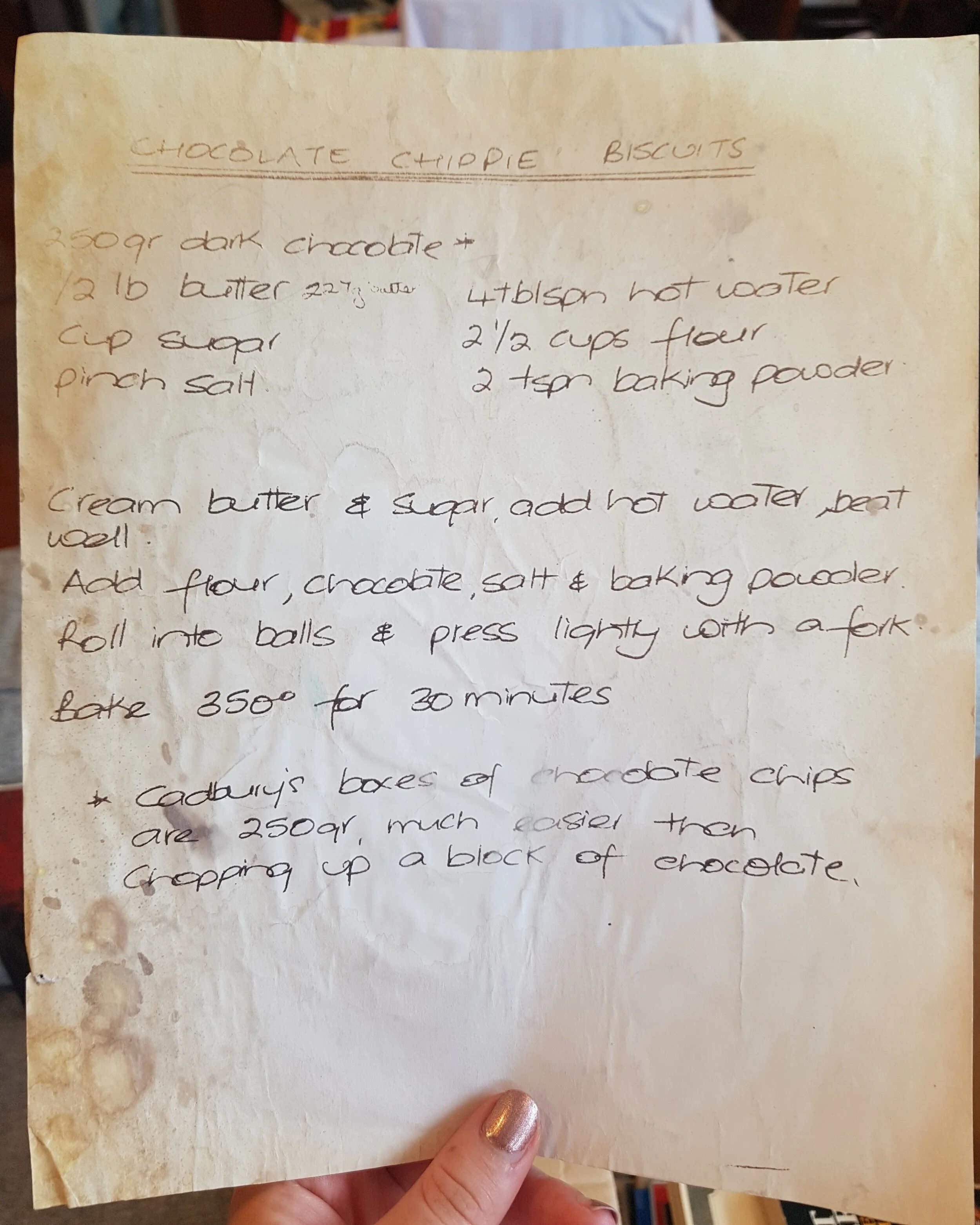 Original Recipe, thought lost. Re-discovered 2018