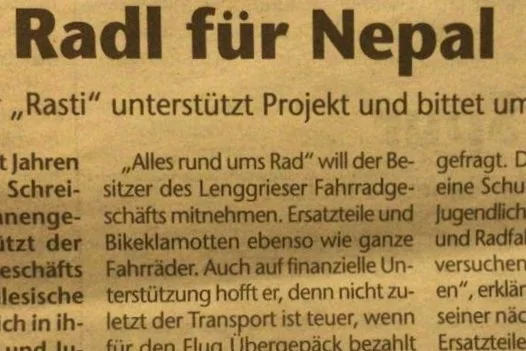Spenden für Fahrradschule in Nepal