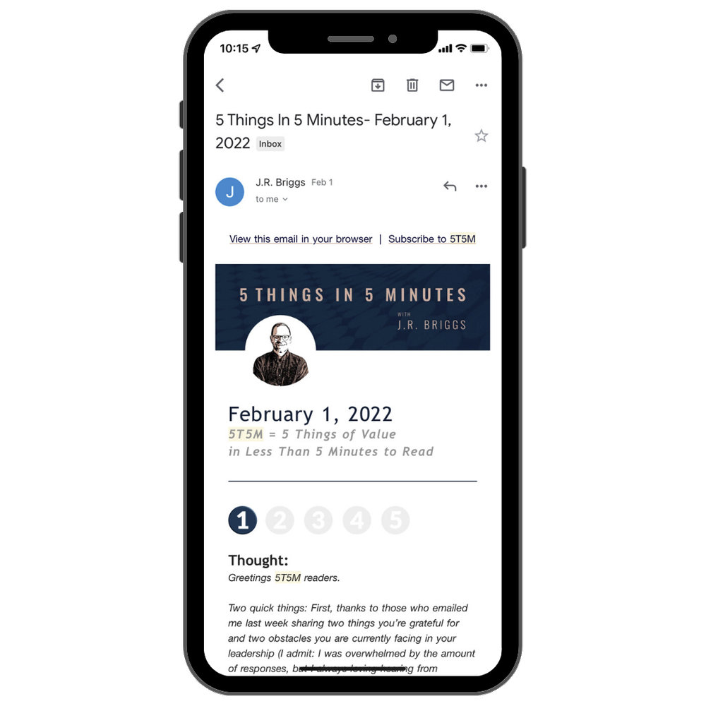 5T5M Newsletter from J.R. Briggs — Kairos Partnerships