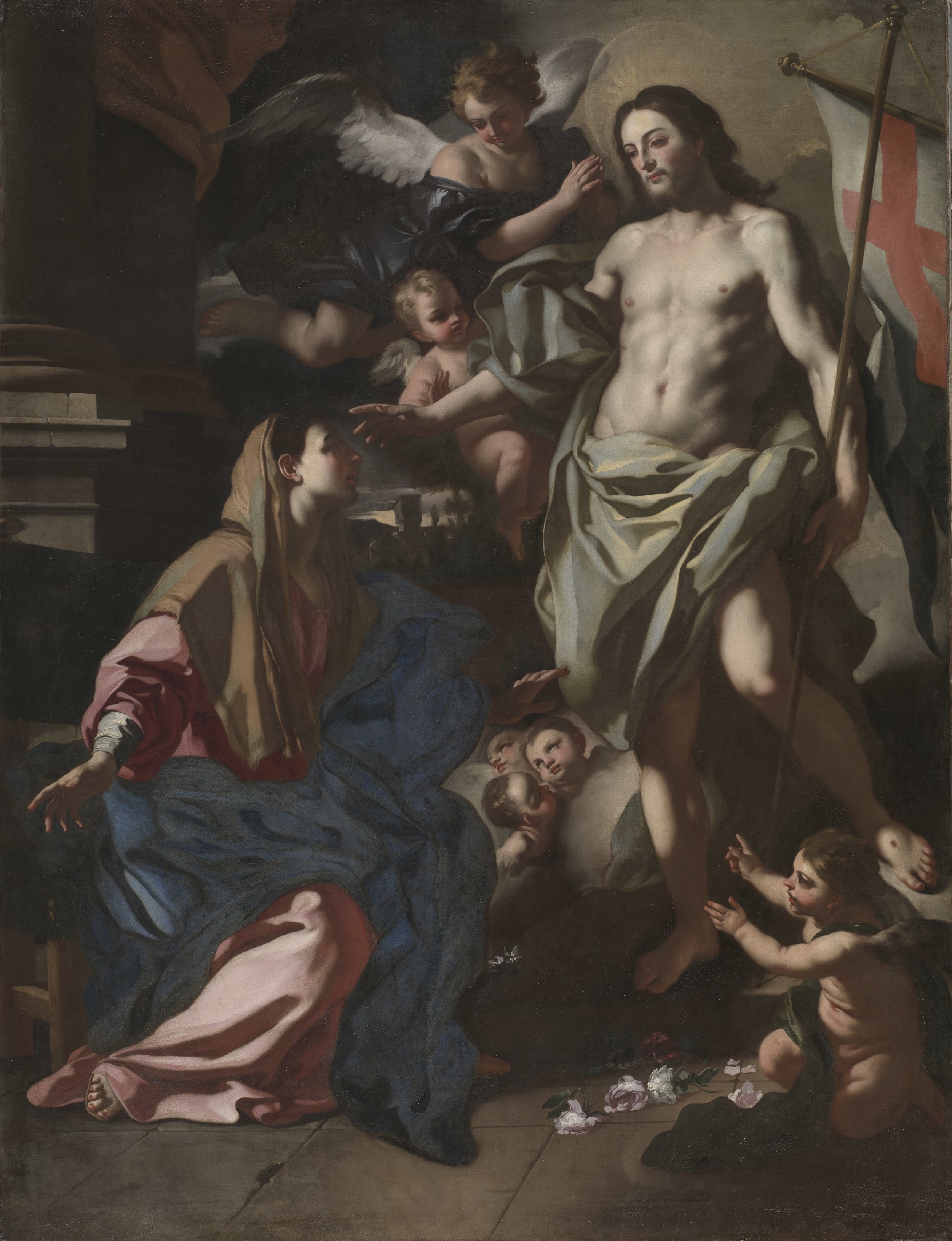 Artist: Francesco Solimena - The Risen Christ Appearing to the Virgin. Circa 1708. This work is in the public domain. This file was donated to Wikimedia Commons as part of a project with the Cleveland Museum of Art. See the Open Access at the Cleveland Museum of Art .