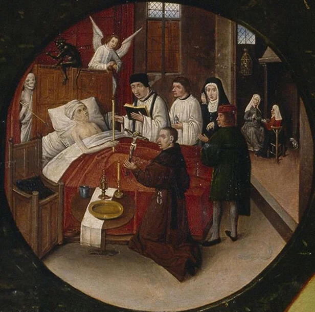 Hieronymus Bosch : The Seven Deadly Sins and the Four Last Things . Date: between 1500 & 1525. This work is in the public domain. {{ PD-US }}