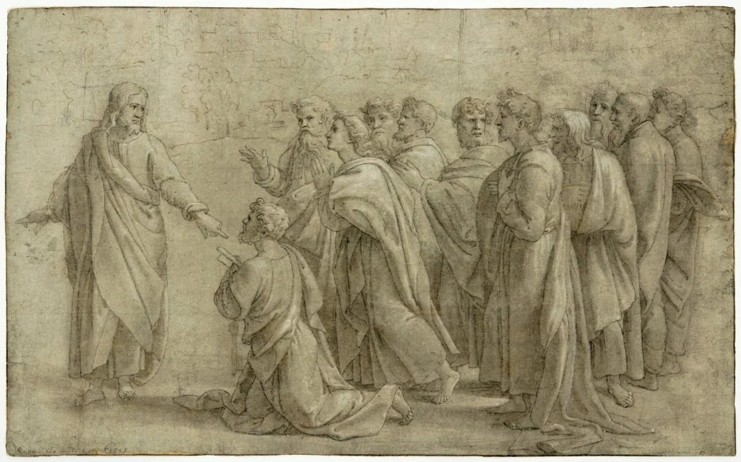 Delivery of the Keys to St. Peter by Raphael. This work is in the public domain. {{PD-US}}