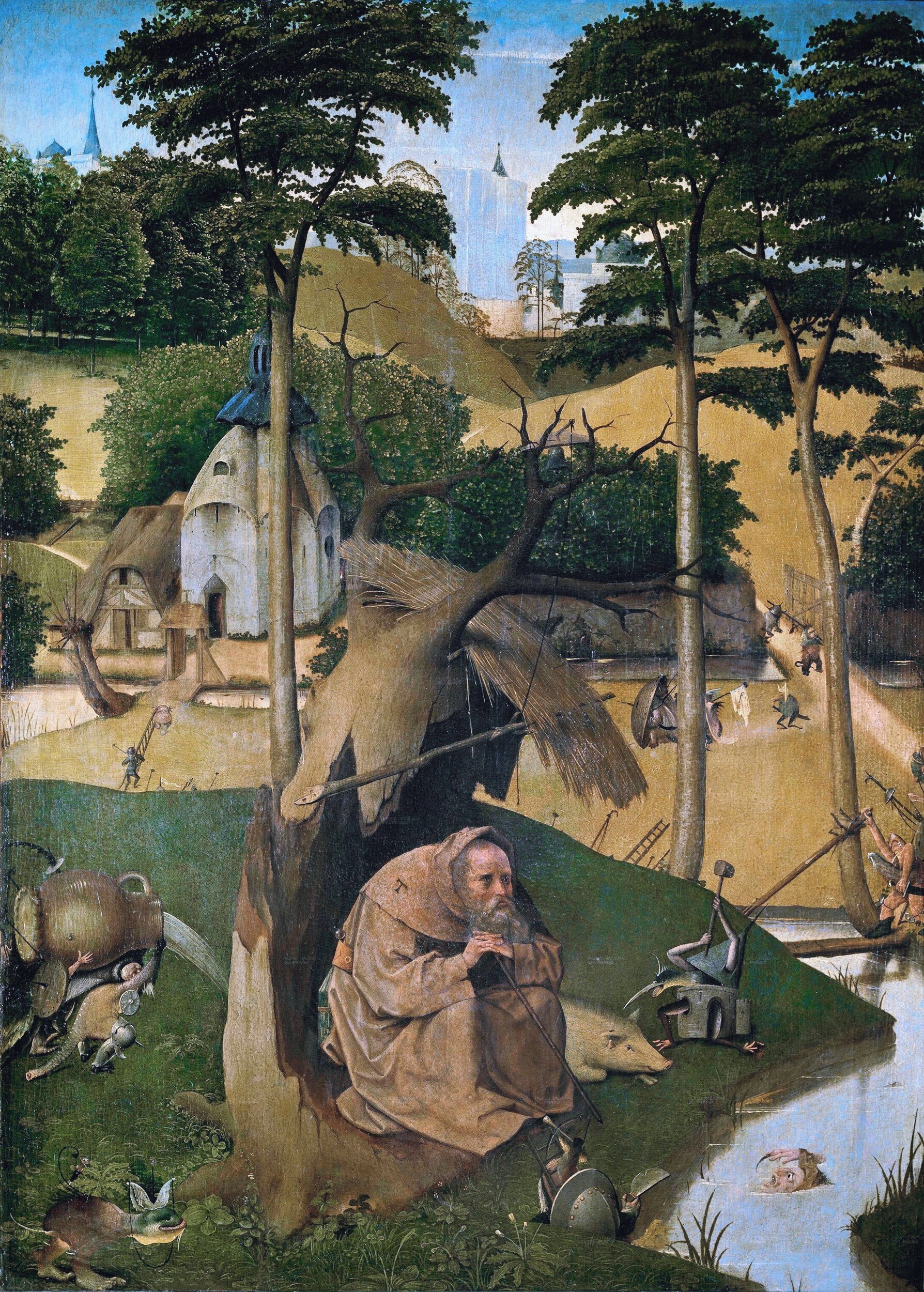 The Temptation of St. Anthony by Hieronymus Bosch Circa 1490. This artwork is in the public domain. {{PD-US}}