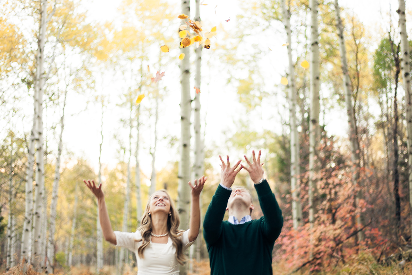Fall engagement photos, fall colors engagement photos, candid engagement photos, Sundance Resort engagement photos