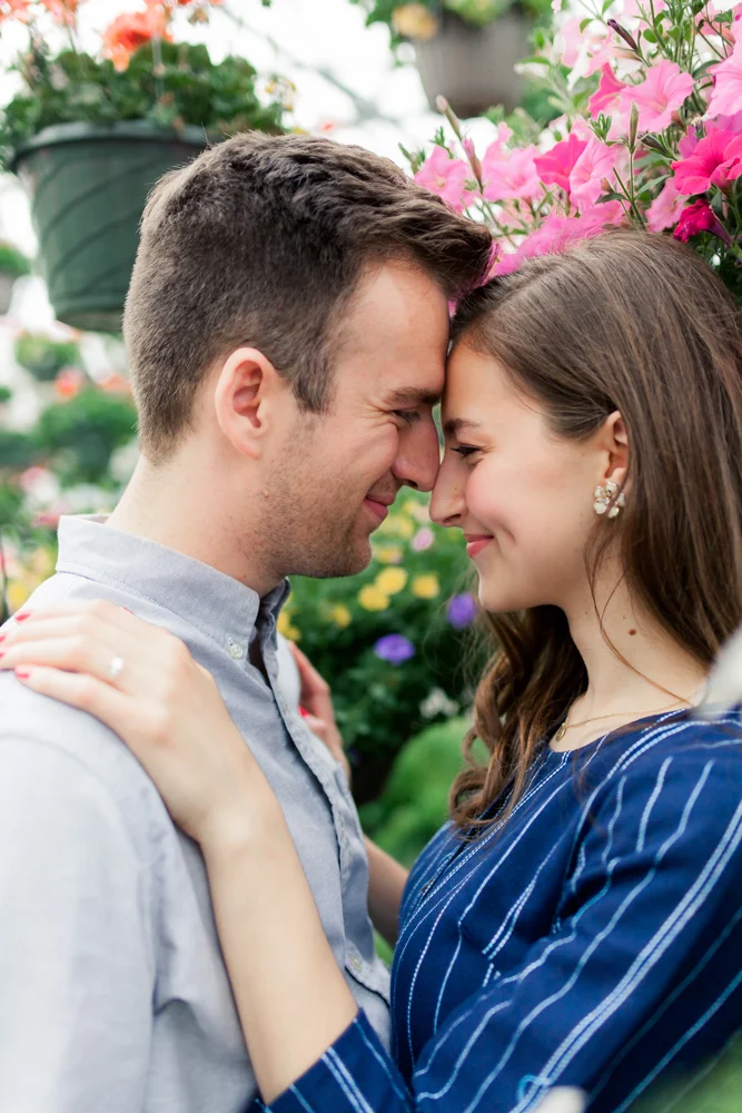 Greenhouse engagement photos, Cook’s Farm and Greenhouse
