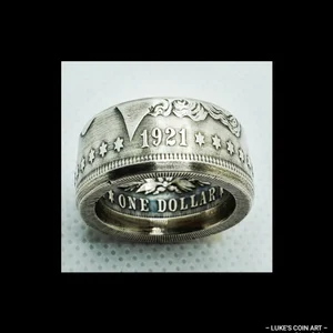 RAOING Morgan Dollar Spiral Ring 19号 1921 High Grade Morgan Dollar Coin Ring (Tails Side Out
