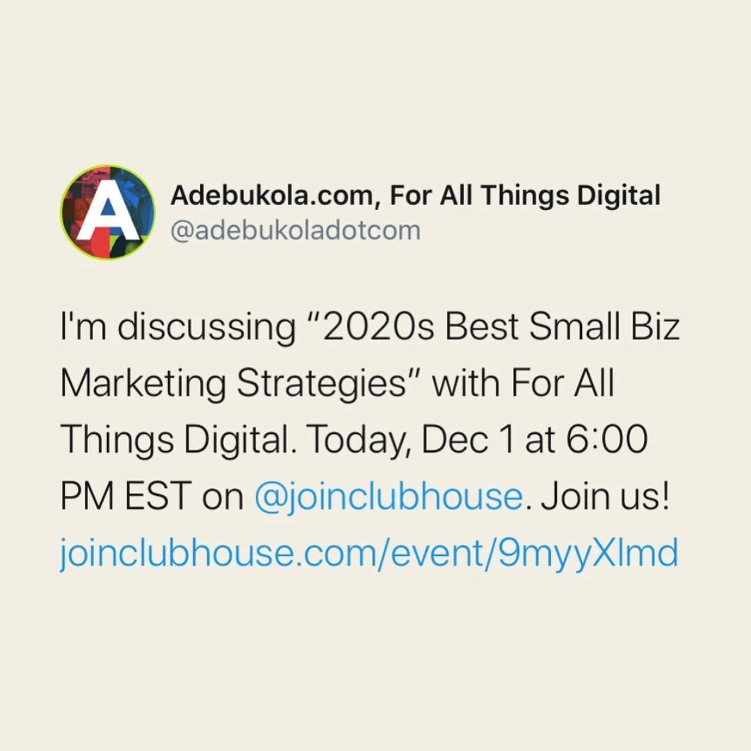 2020 is coming to an end (phew)! Let&rsquo;s talk about the best marketing campaigns, strategies, and tips of the year 🎉. We&rsquo;ll also discuss predictions for 2021! Bring a 🍾, this will be fun! Join our Clubhouse 🏠For All Things Digital, tonig